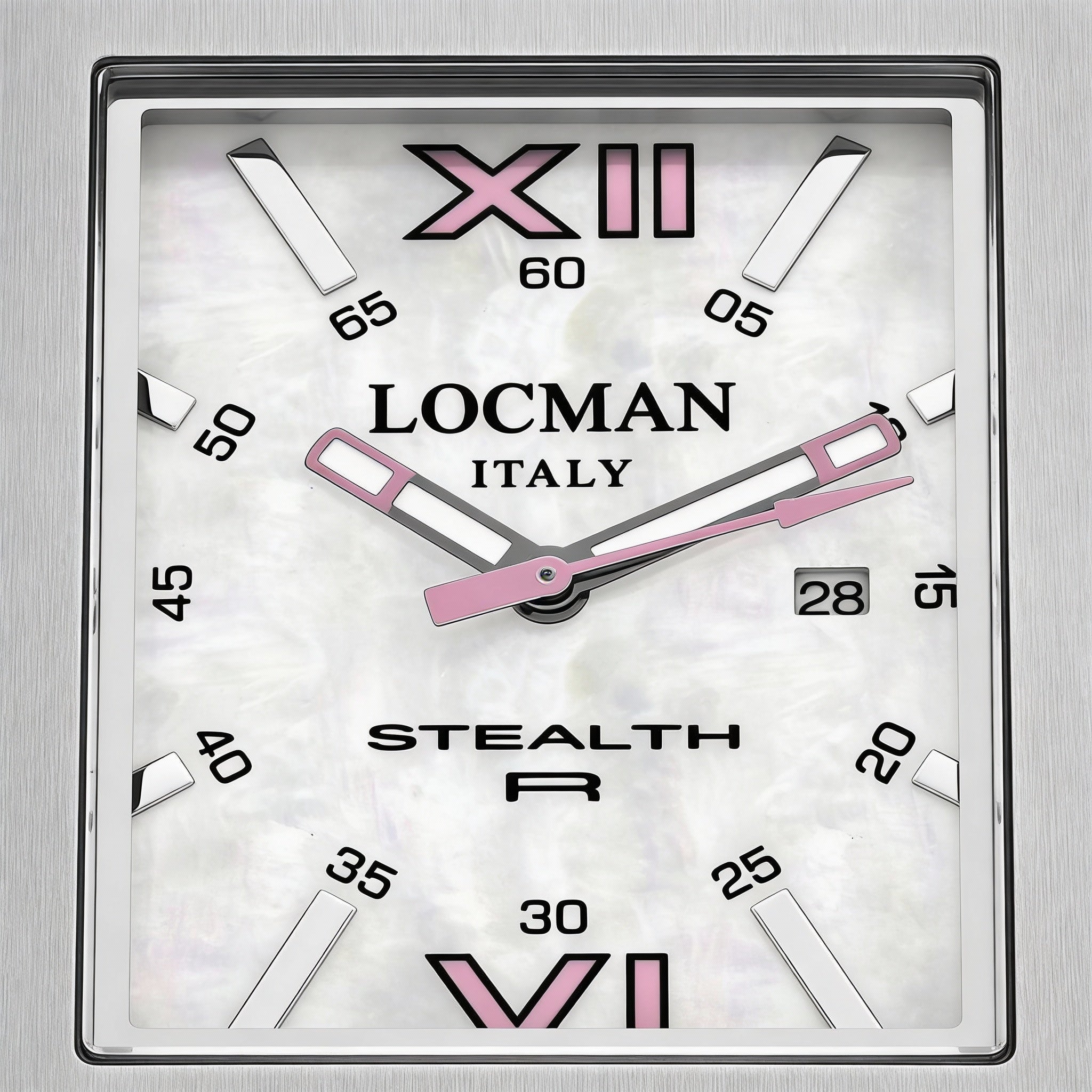 Locman Men's Quartz Movement Watch - White Stainless Steel Case, Silicone Strap, MOP Dial, Water Resistant, Photo 2