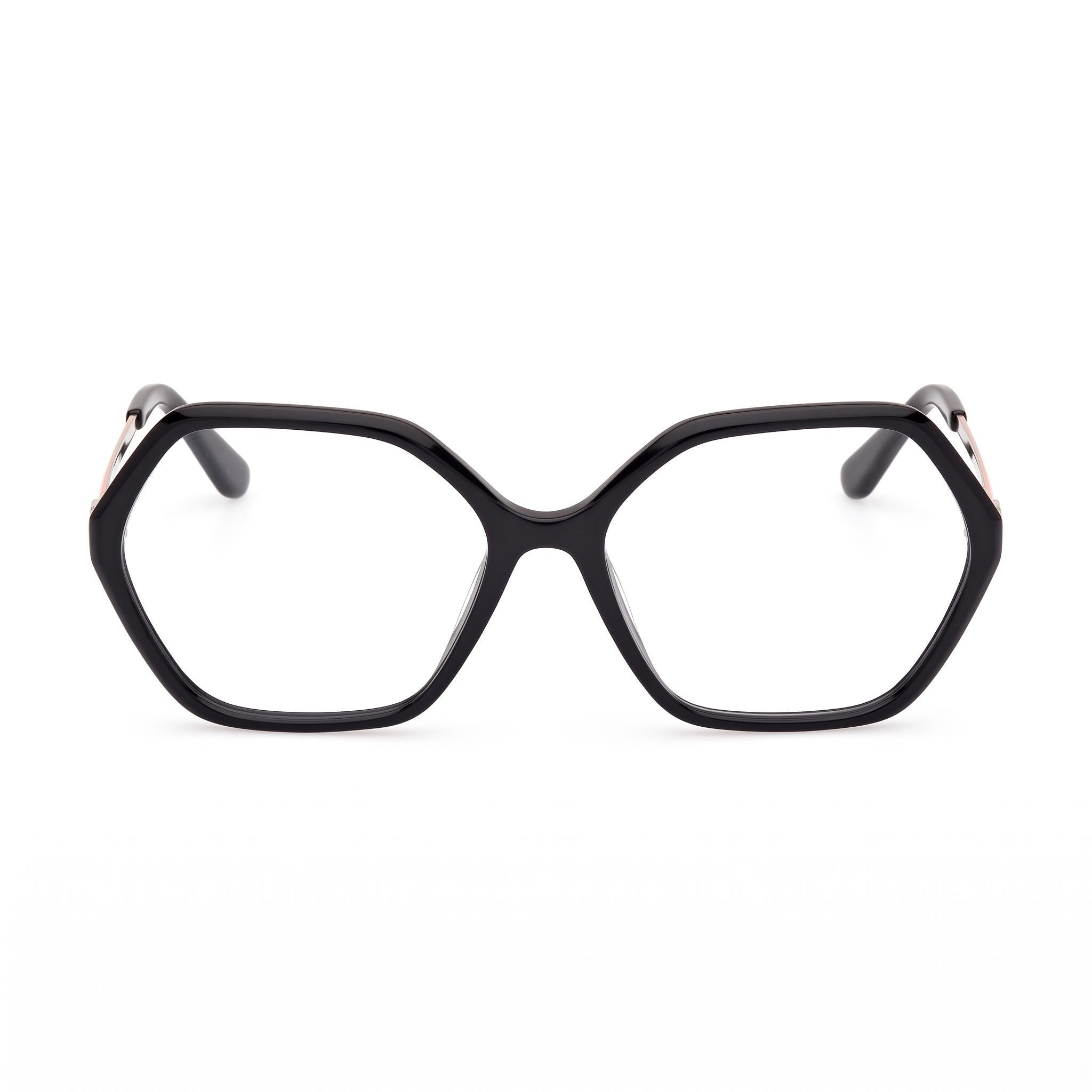 GUESS Women's Gu50149 Plastic Frame Eyeglasses in Shiny Black and Shiny Pale Gold, 54mm Lens, Photo 2