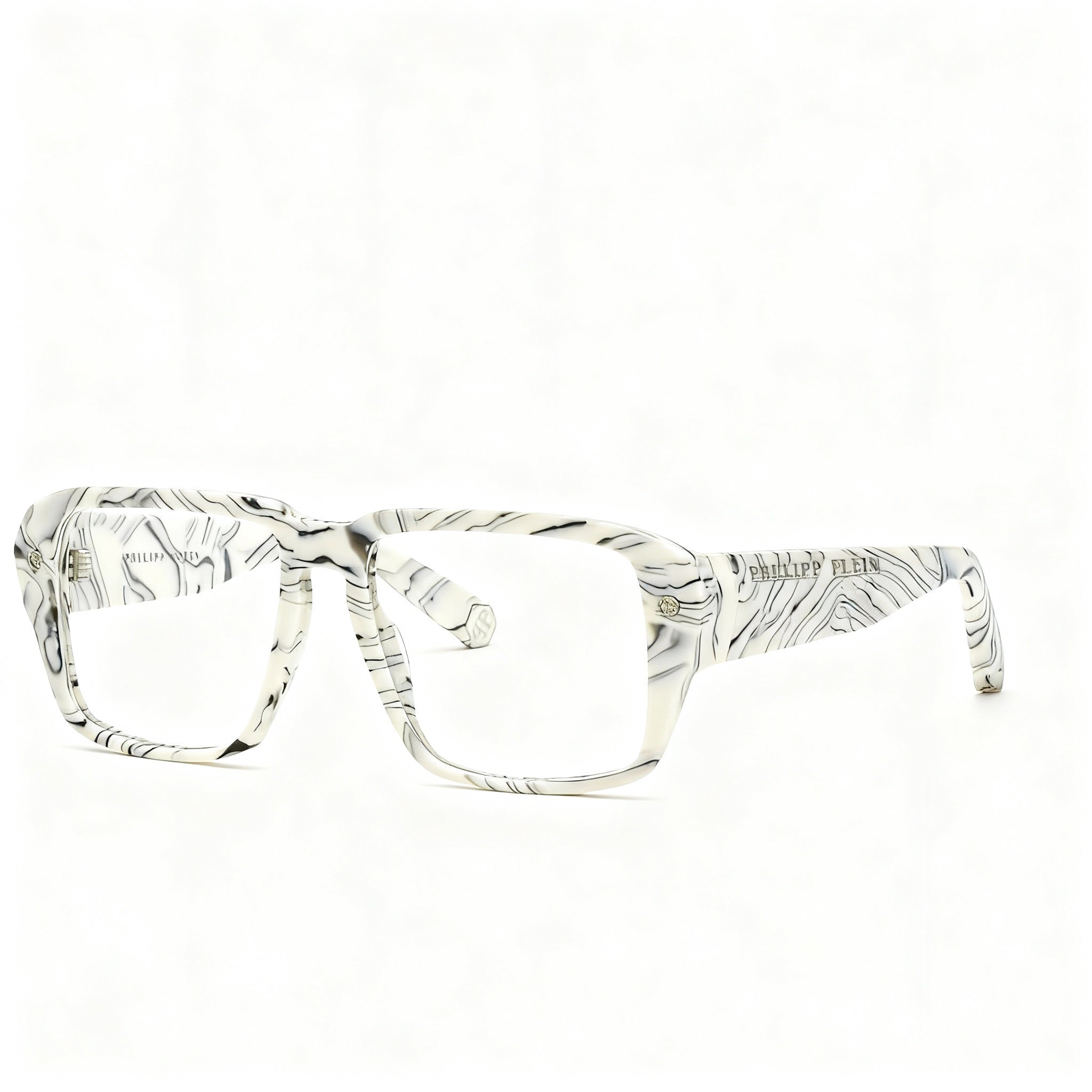Philipp Plein VPP081 Women's Classical Plastic Optical Eyeglasses Frames Marmorized Ivory 55-17-145, Photo 3