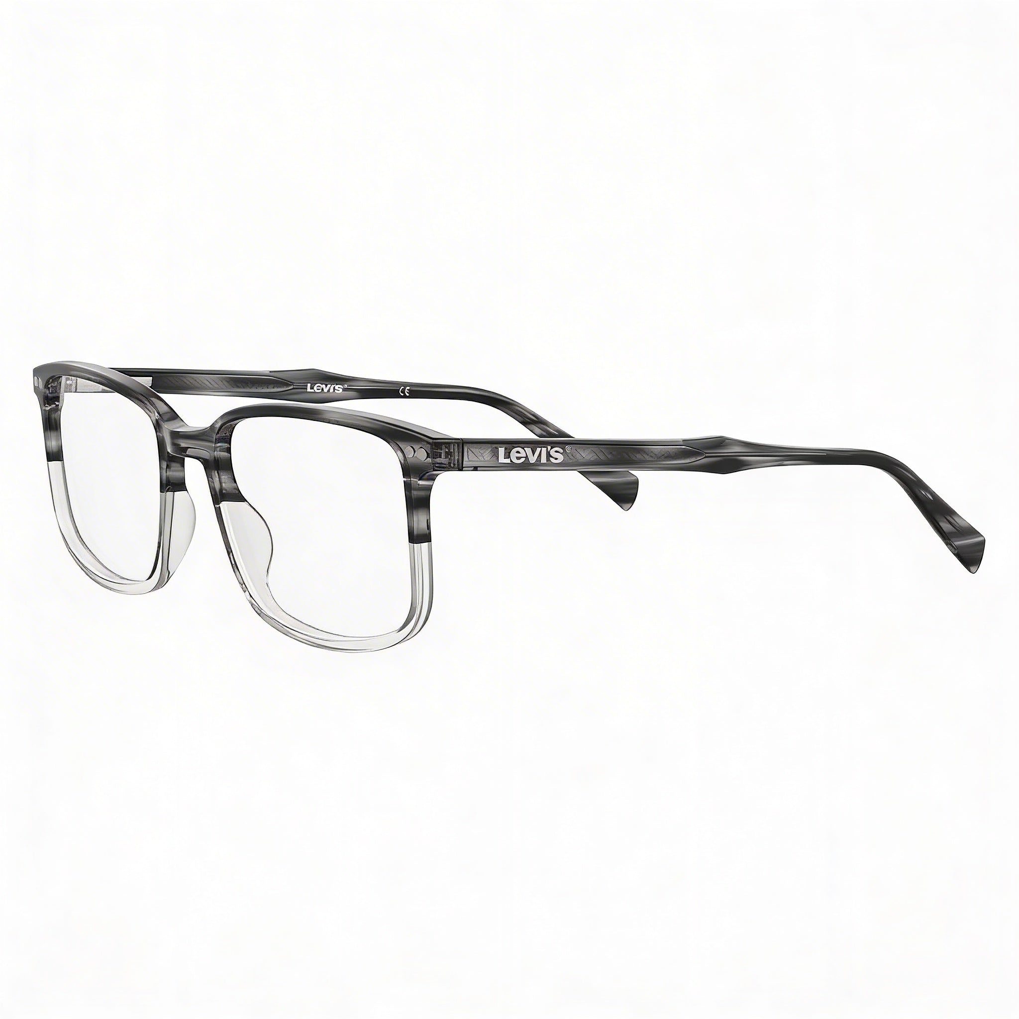 Levi's LV 5019 2W8 Men's Polymethyl Methacrylate Non-polarized Rectangle Eyeglasses Transparent White Grey Horn 54-19-145, Photo 3