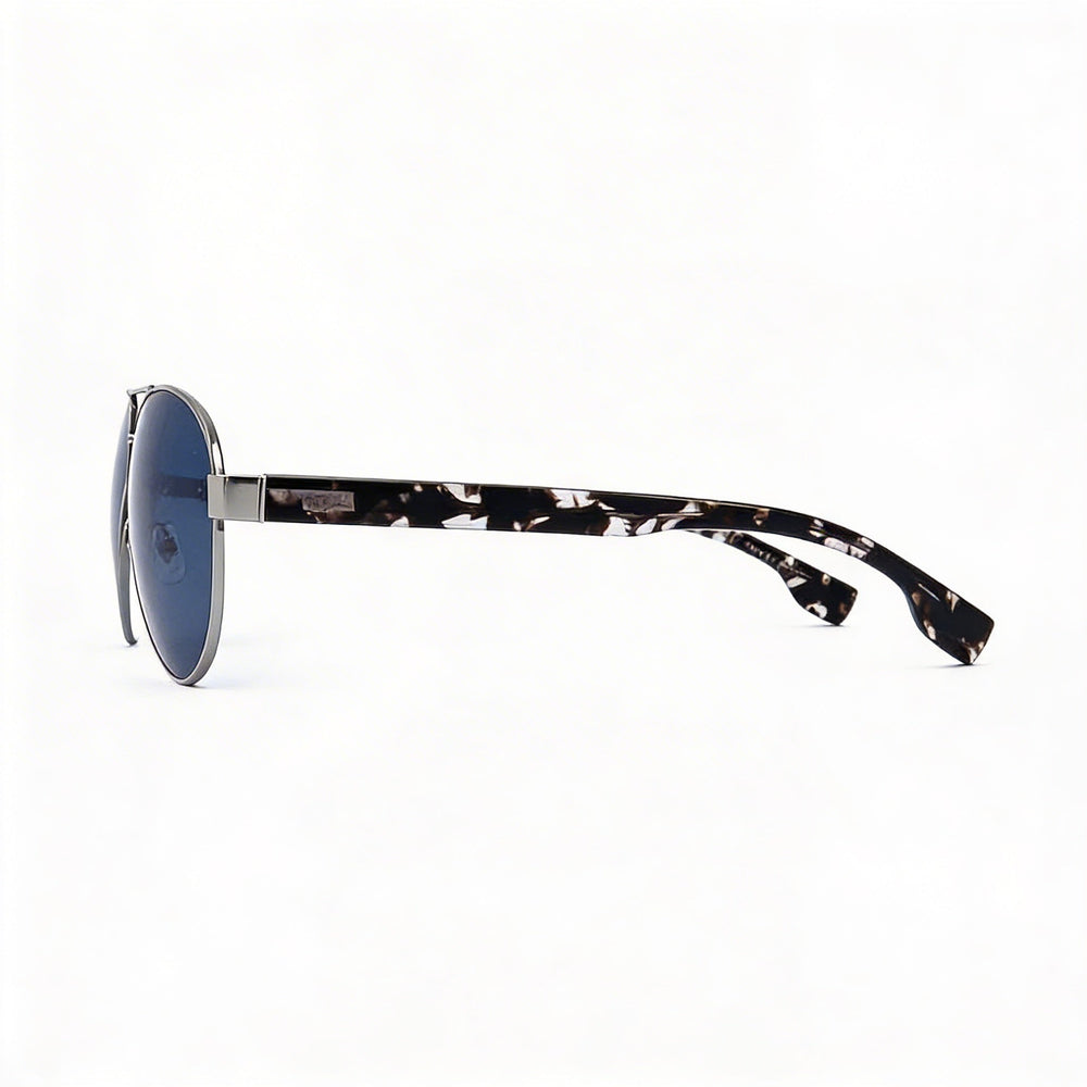 Hugo Boss Men's Retro Ruthenium Plastic Frame Non-Polarized Blue Lens UV Protection 63mm Sunglasses