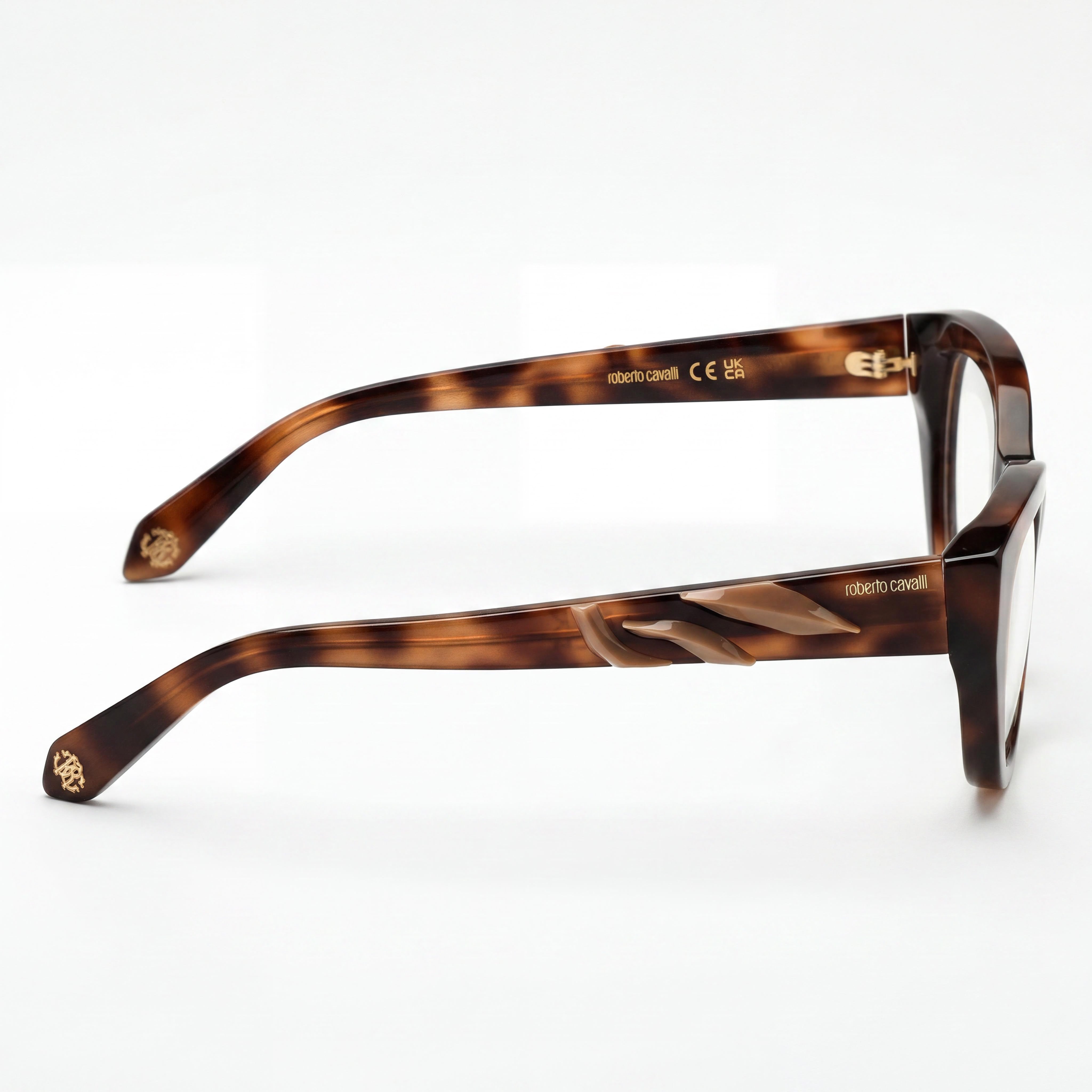 ROBERTO CAVALLI Casual Women's View Glasses, Acetate Frame, Vintage Havana, Clear Lens, 50mm Lens, Photo 3