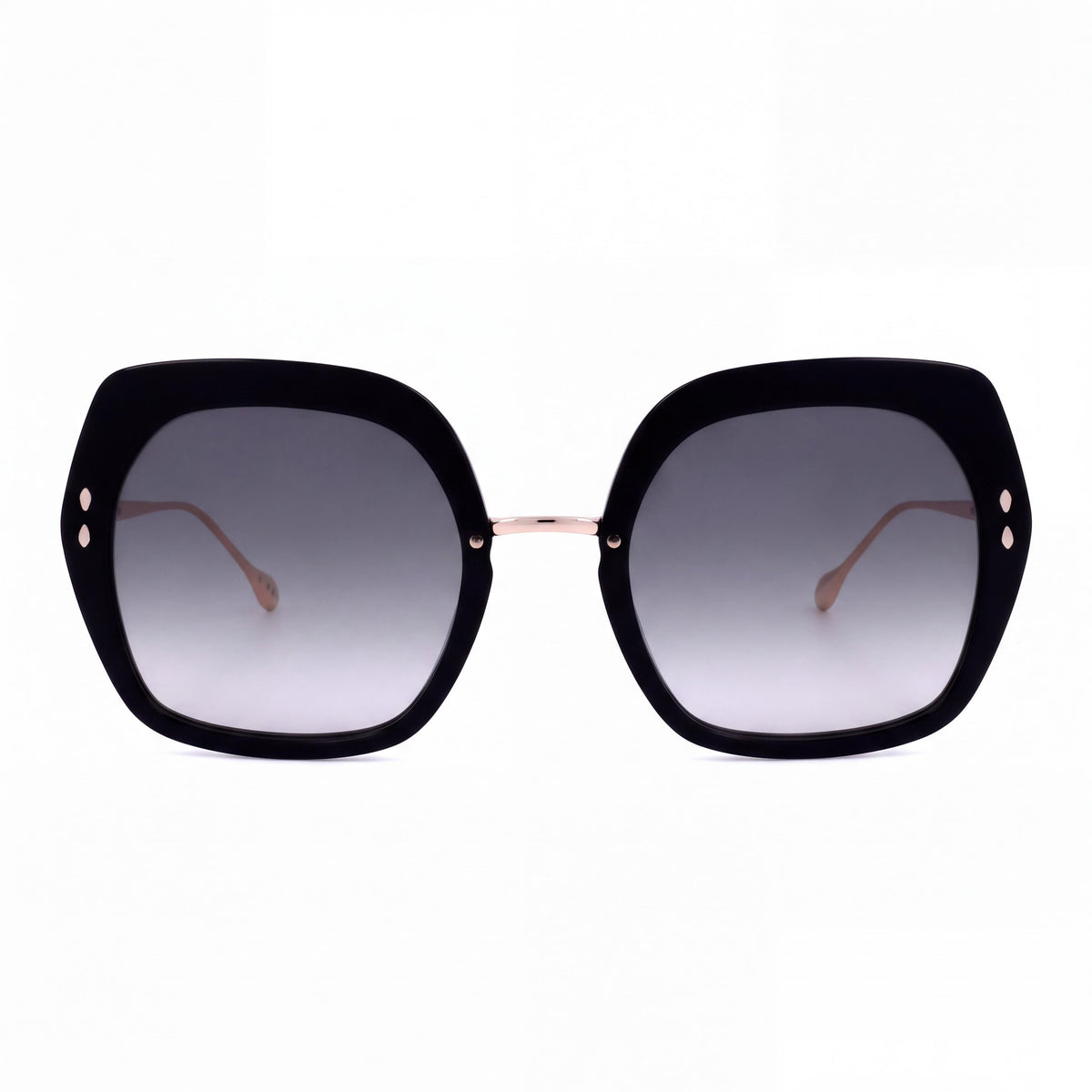 Isabel Marant Women's Square Sunglasses Black Gold Acetate Metal Frame Grey UV 400 Lenses 55mm, Photo 2