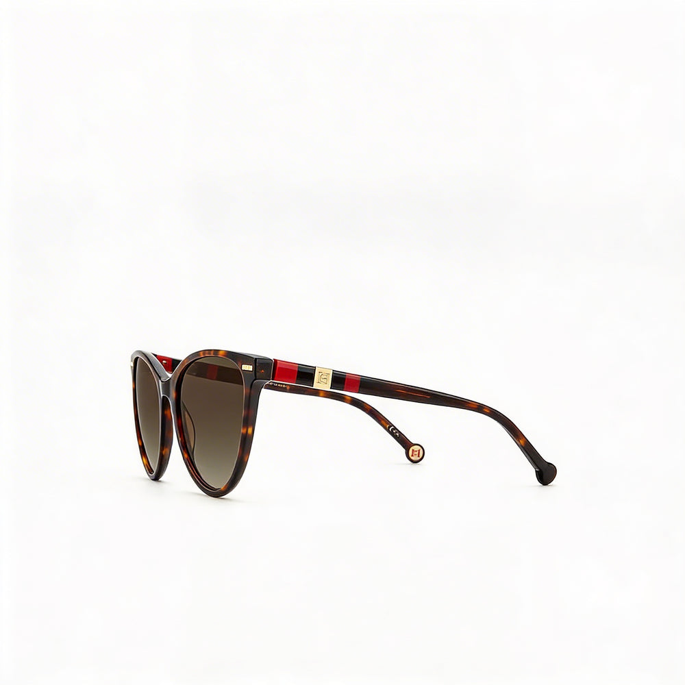 Gafas de sol Carolina Herrera HER 0107/S para mujer, diseño ojo de gato, de acetato con montura en rojo habana, lentes marrones degradadas de 57mm