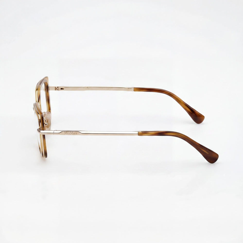 MaxMara MM5186 MODERNO Women's Metal Eyeglasses Light Brown Striped, Shiny Pale Gold 53mm