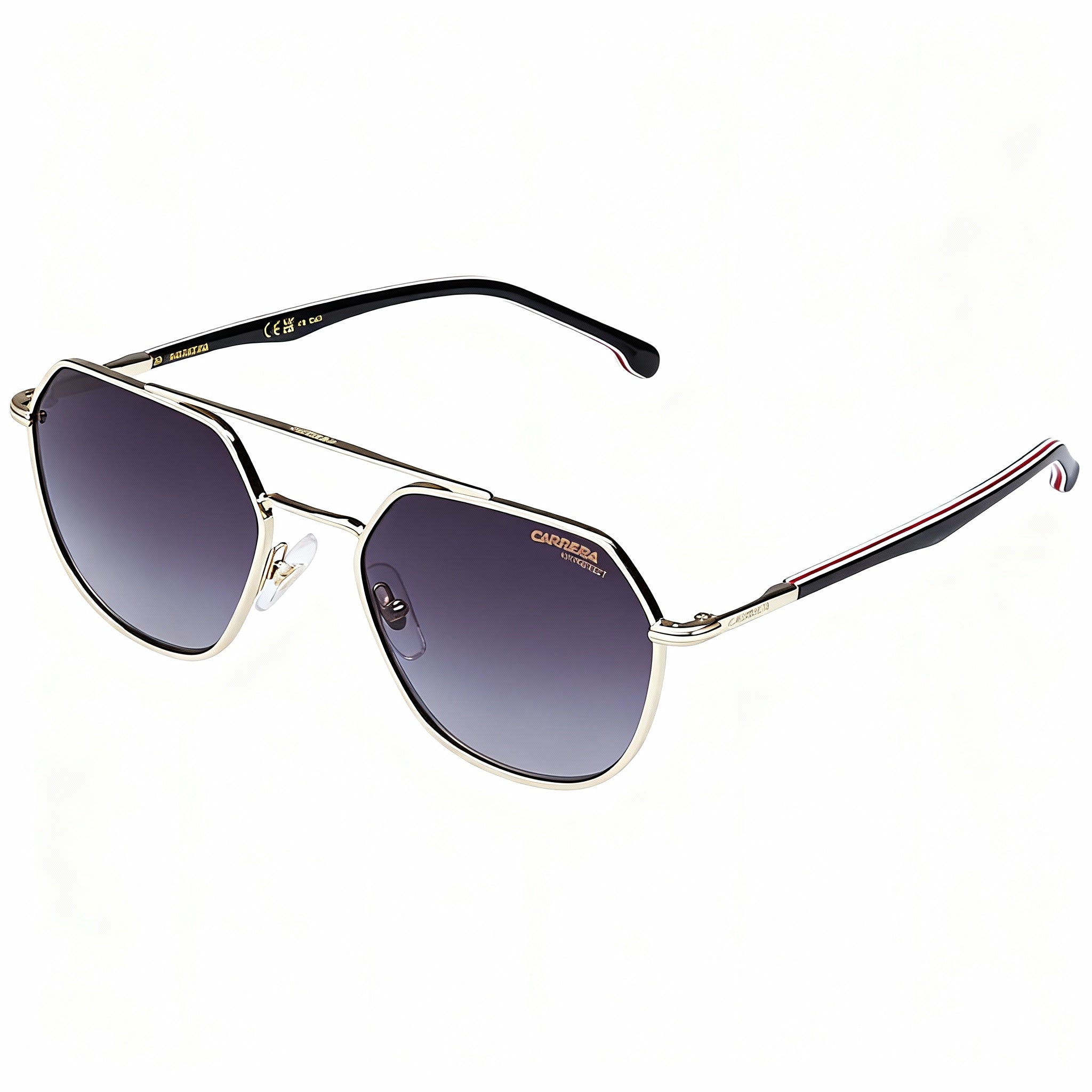 Carrera 303/s Unisex Modern Stainless Steel Non-Polarized Sunglasses, Gold Striped Black, 53mm, Photo 3