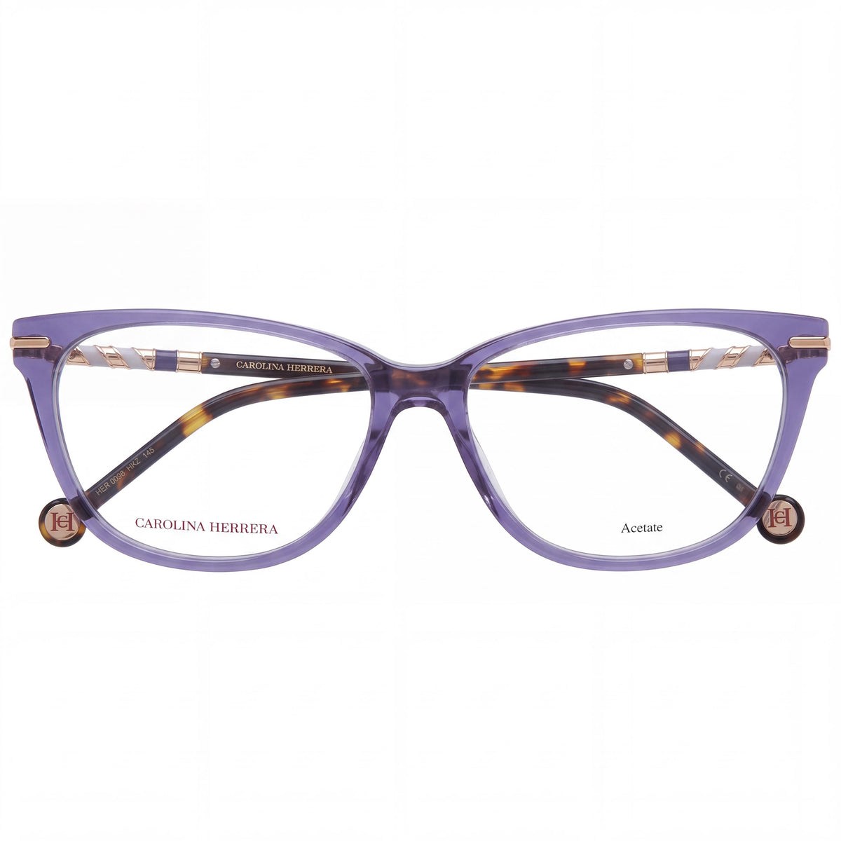 Gafas Carolina Herrera 0096 para mujer, montura moderna de acetato con lentes de policarbonato no polarizadas, color Havana violeta, 54 mm, Photo 2
