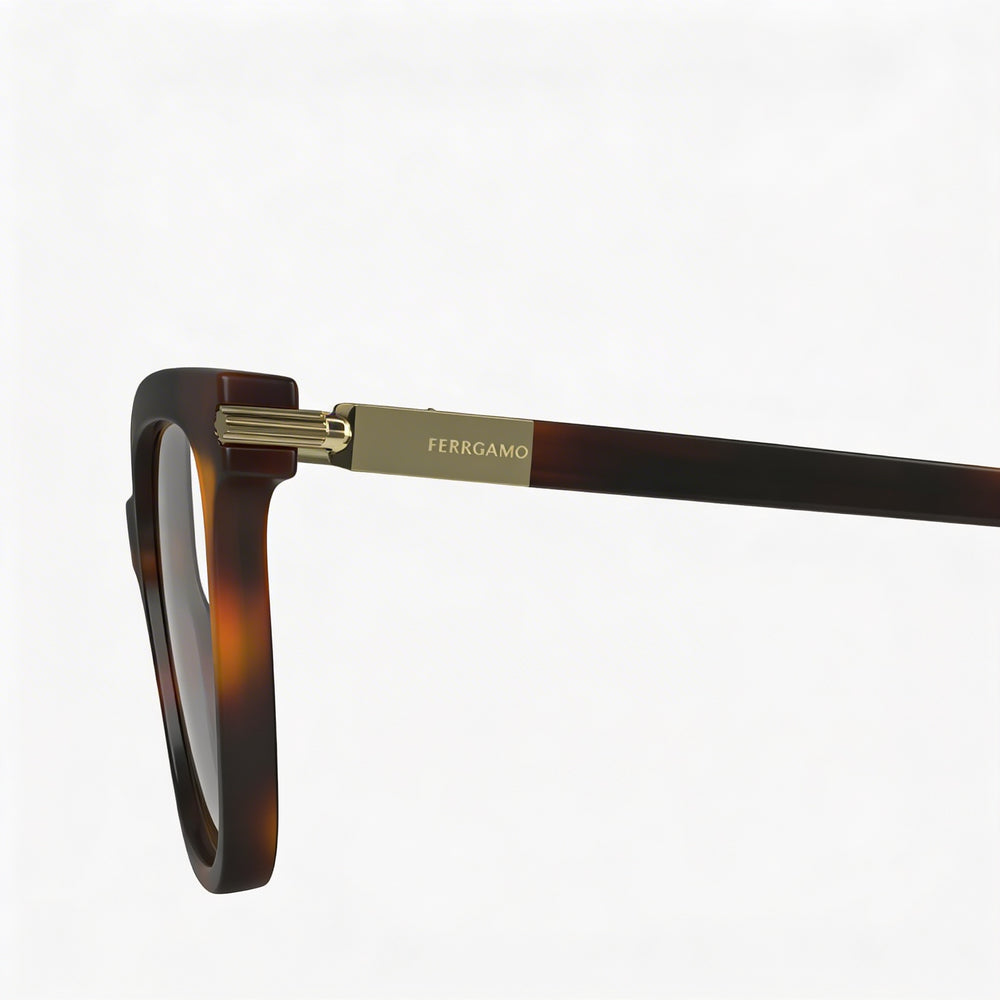 Gafas Ferragamo unisex con montura de acetato inyectado en color tortuga y lentes de policarbonato polarizadas multicolor de 51 mm