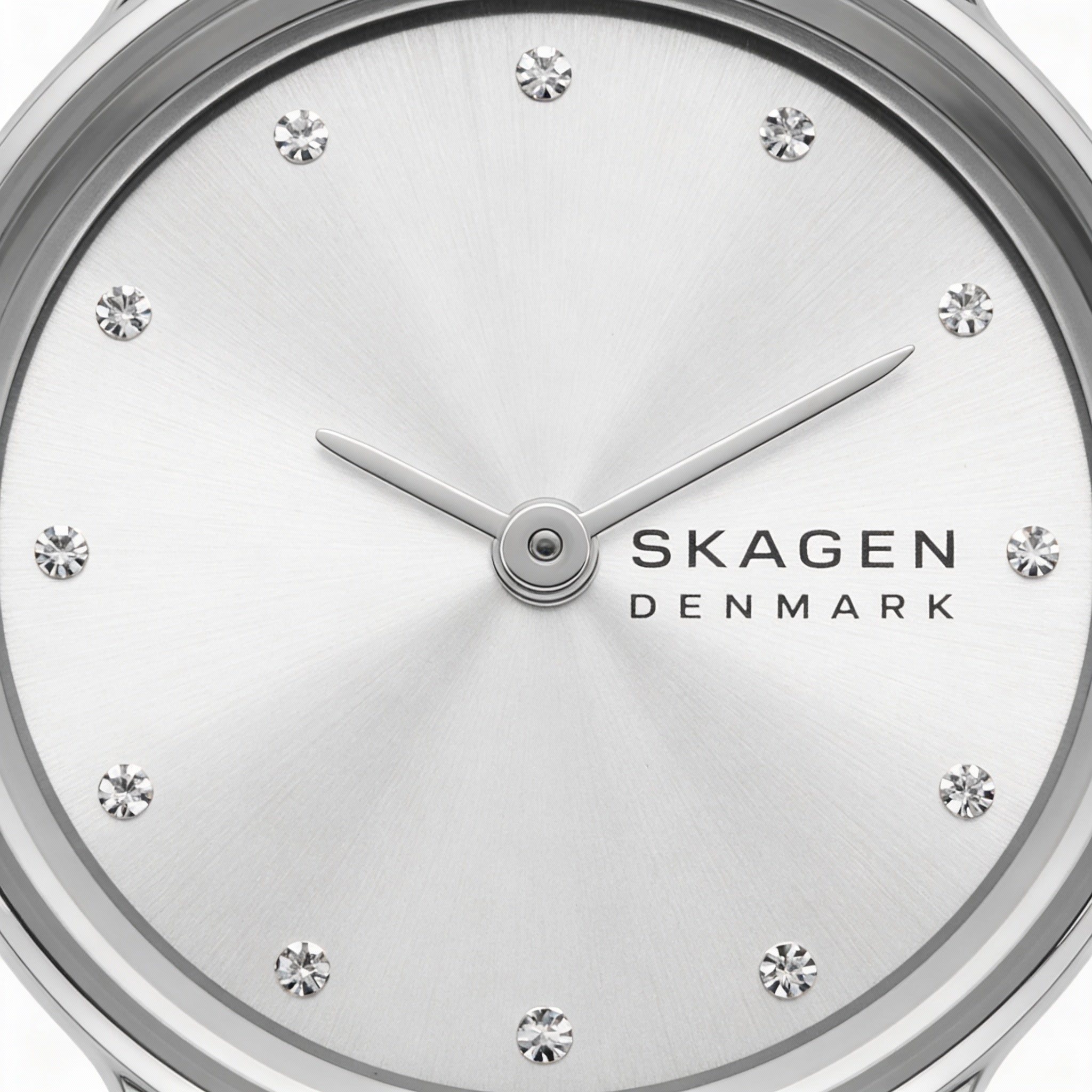 SKAGEN DENMARK Freja Lille Women's 26mm Silver Sunray Dial Black Leather Strap Scratch-Resistant Watch