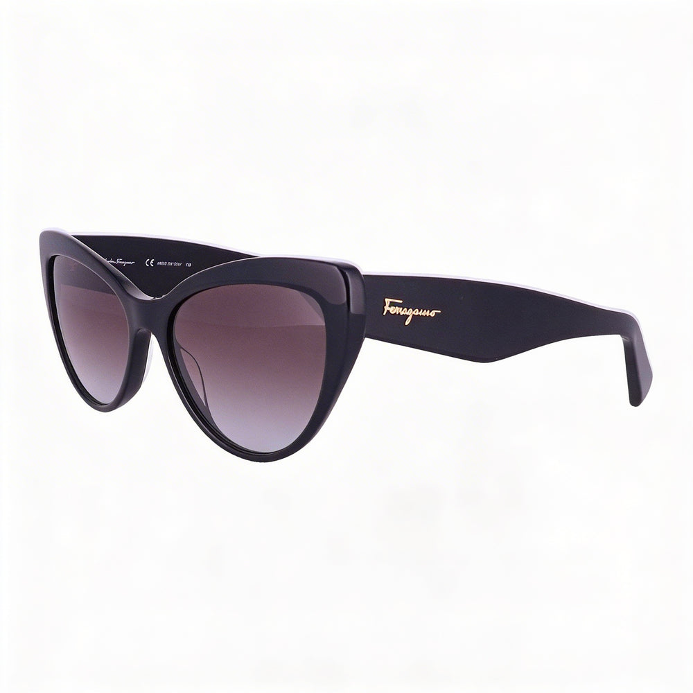 Salvatore Ferragamo SF 930S Women's Black Plastic Cat Eye Gradient Grey Non-Polarized UV Protected 56mm Sunglasses