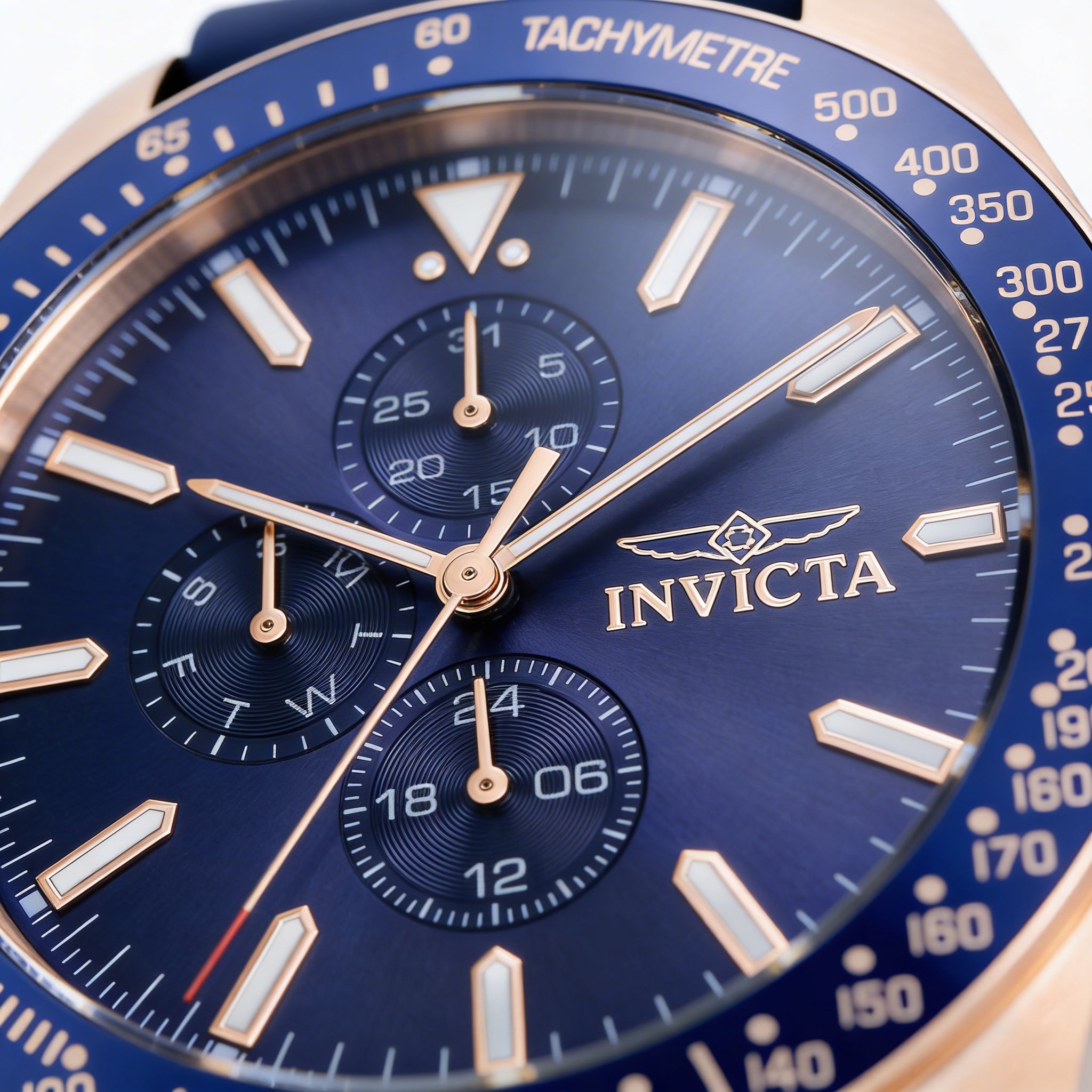 Reloj unisex Invicta 38406 Aviator de cuarzo, 45 mm, acero inoxidable, esfera azul, brilla en la oscuridad, 10 ATM, Photo 2