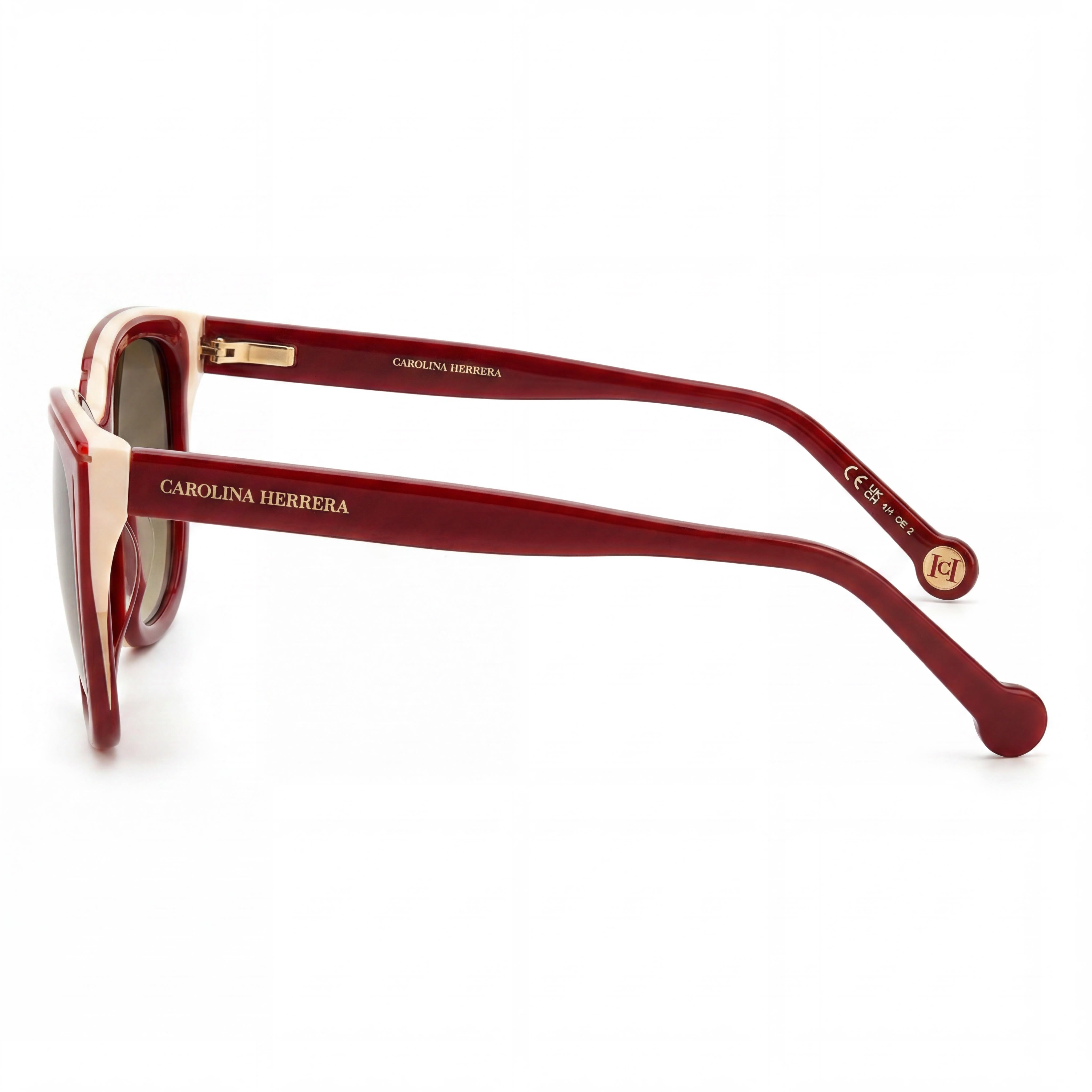 Carolina Herrera Contemporary HER 0144/S Women's Acetate Burgundy Beige Brown Shaded Polycarbonate Lens 53mm Sunglasses, Photo 3