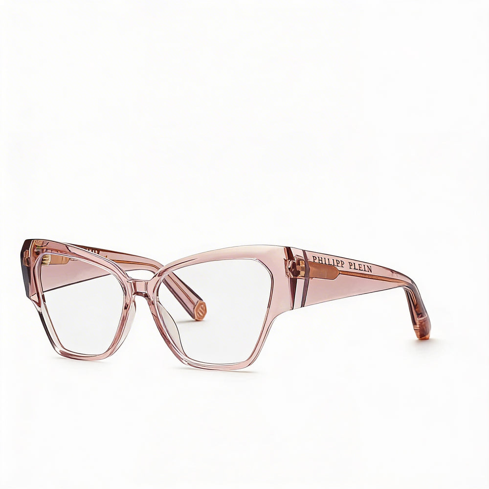Montura de gafas Philipp Plein Classic Style de acetato para hombre en beige transparente, talla 55-14-140 mm