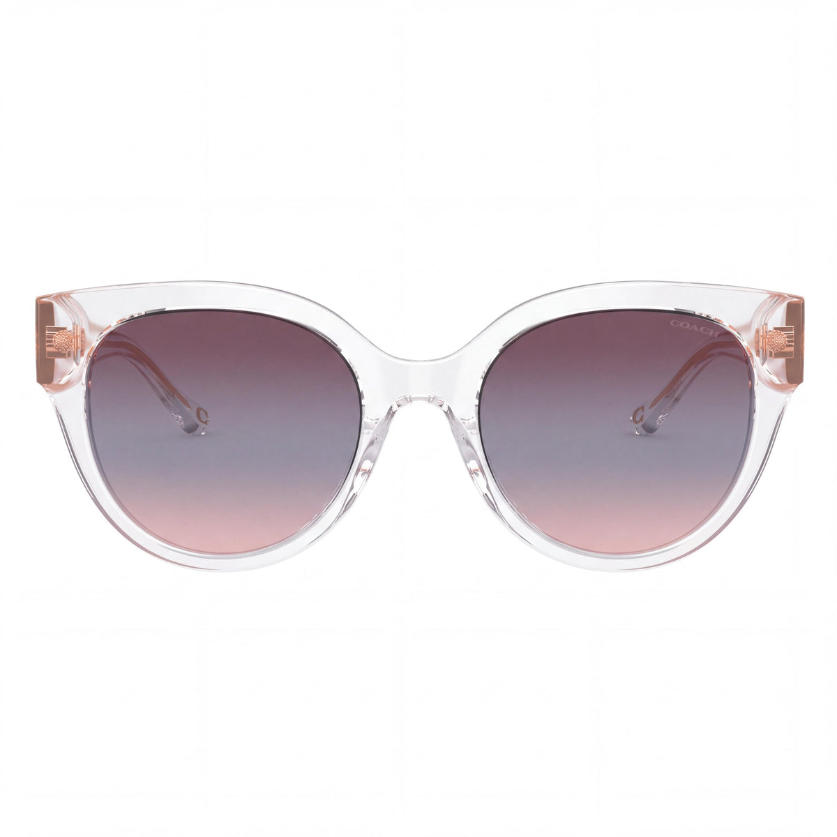 Coach Hc8393u Women's Round Plastic UV Protected Sunglasses, Transparent Clear Purple Blue Pink Gradient, 53mm, Photo 2