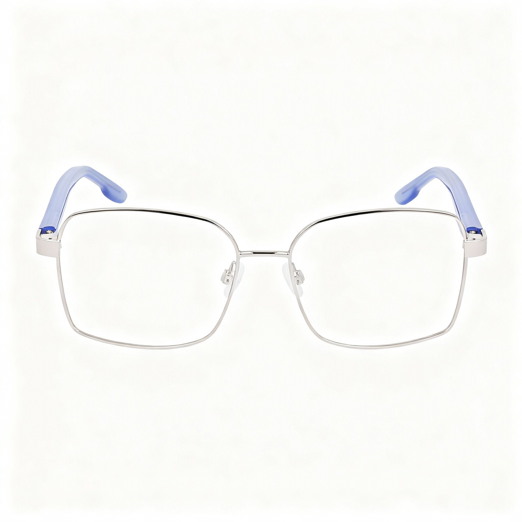 Gafas Nike 8401 para mujer con montura metálica azul plateado brillante y lentes polarizadas transparentes, 53 mm, Photo 3