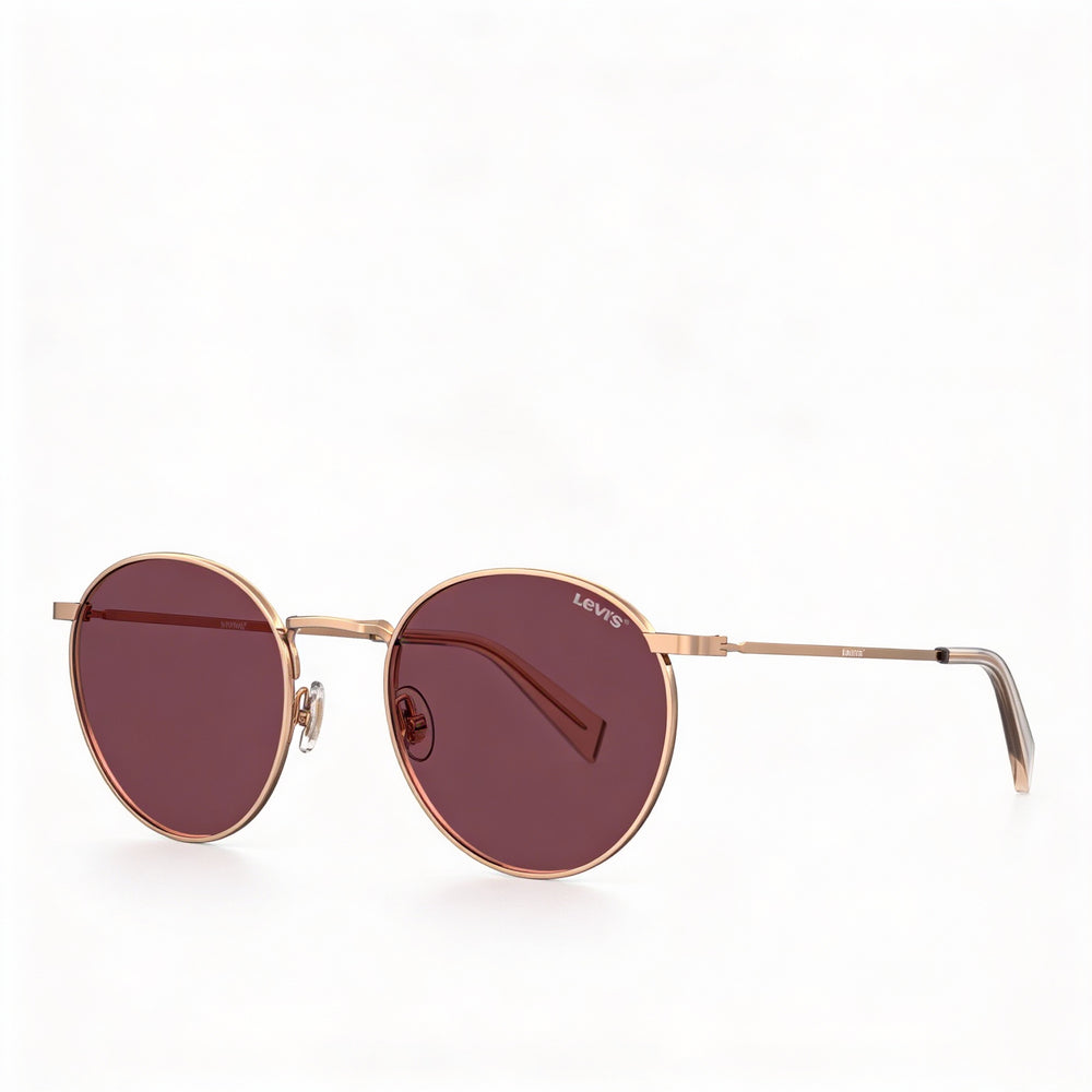 Levi's Casual Men's Gold Copper Metal Frame Pink Lens UV Protection Sunglasses 52mm Lens, 21mm Bridge, 145mm Temple
