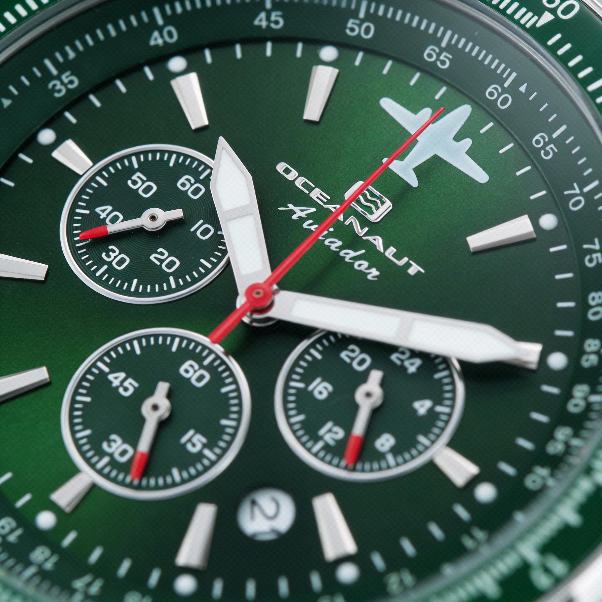 Oceanaut Aviador Pilot - Cronógrafo de cuarzo para hombre, esfera verde, acero inoxidable, 45 mm, Photo 3