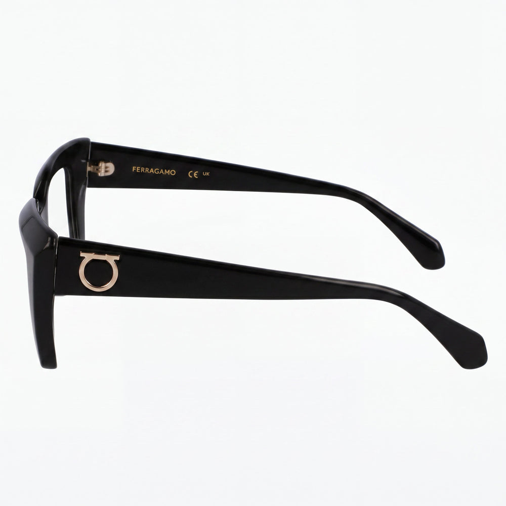 Gafas de hombre Ferragamo Sf3008 con montura de metal negra y lentes transparentes, lente de 50 mm, puente de 19 mm, patilla de 140 mm