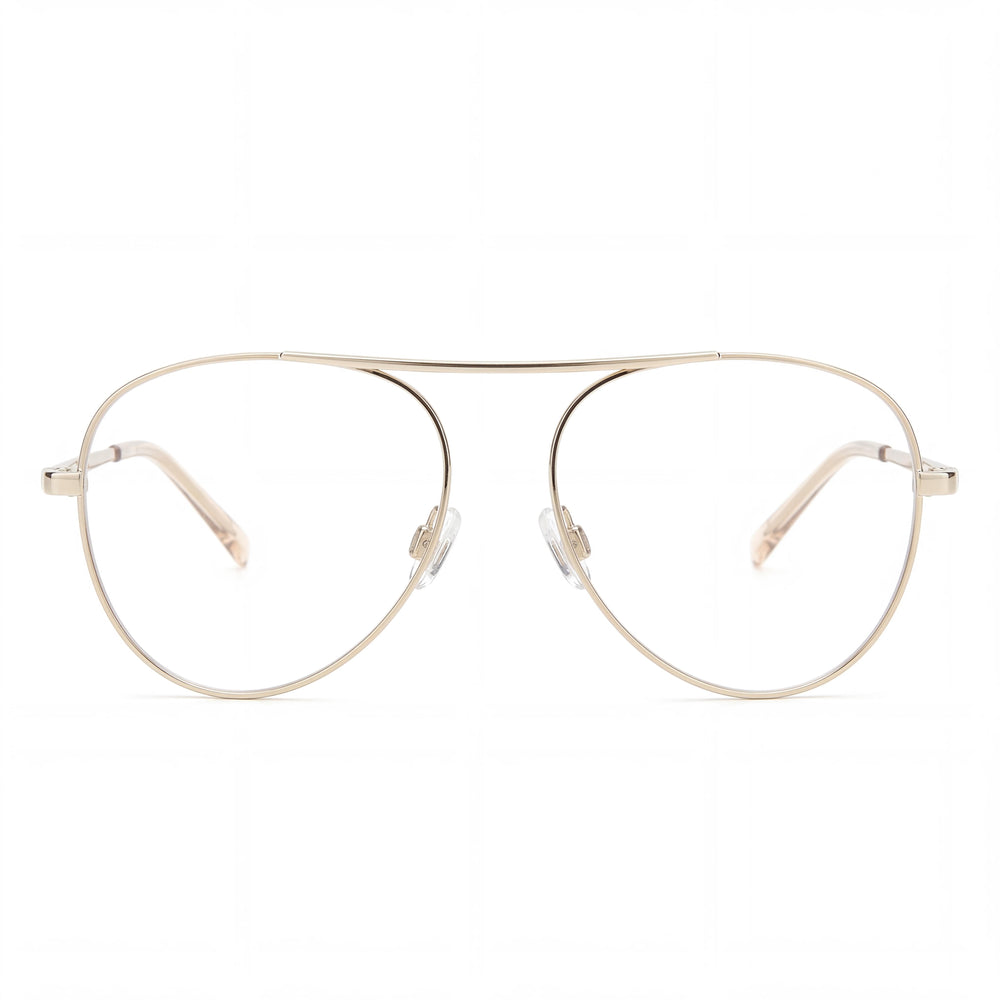 Gafas ópticas de aviador M Missoni Color Line para mujer, montura de acero de aleación de oro rosa, 55 mm