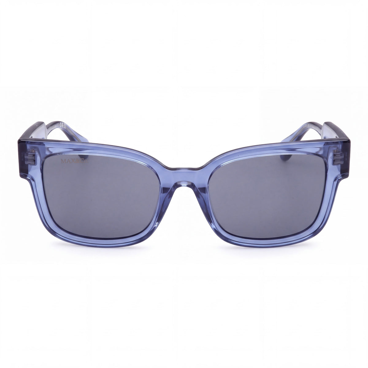 Gafas de sol Max & Co. modernas para mujer, montura azul brillante inyectada, lentes de espejo ahumado no polarizadas 53-20-140, Photo 2
