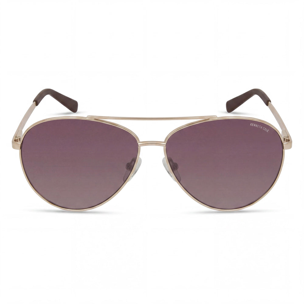 Kenneth Cole Women's Kc6333g Gold Metal Sunglasses with Brown Mirror Lenses, 63mm, UV Protected