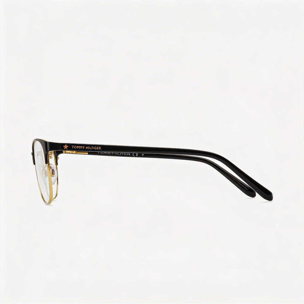 Monturas ópticas Tommy Hilfiger Th 1749 para mujer de acero aleado negro mate de 53 mm - Lentes de demostración transparentes, listas para graduar