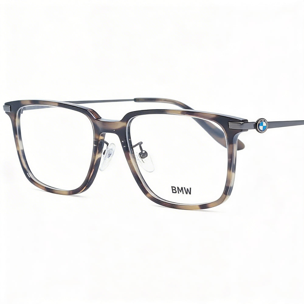 BMW Casual Gray Plastic Full-Rim Frame Eyeglasses for Men with Transparent Plastic Lenses 54mm