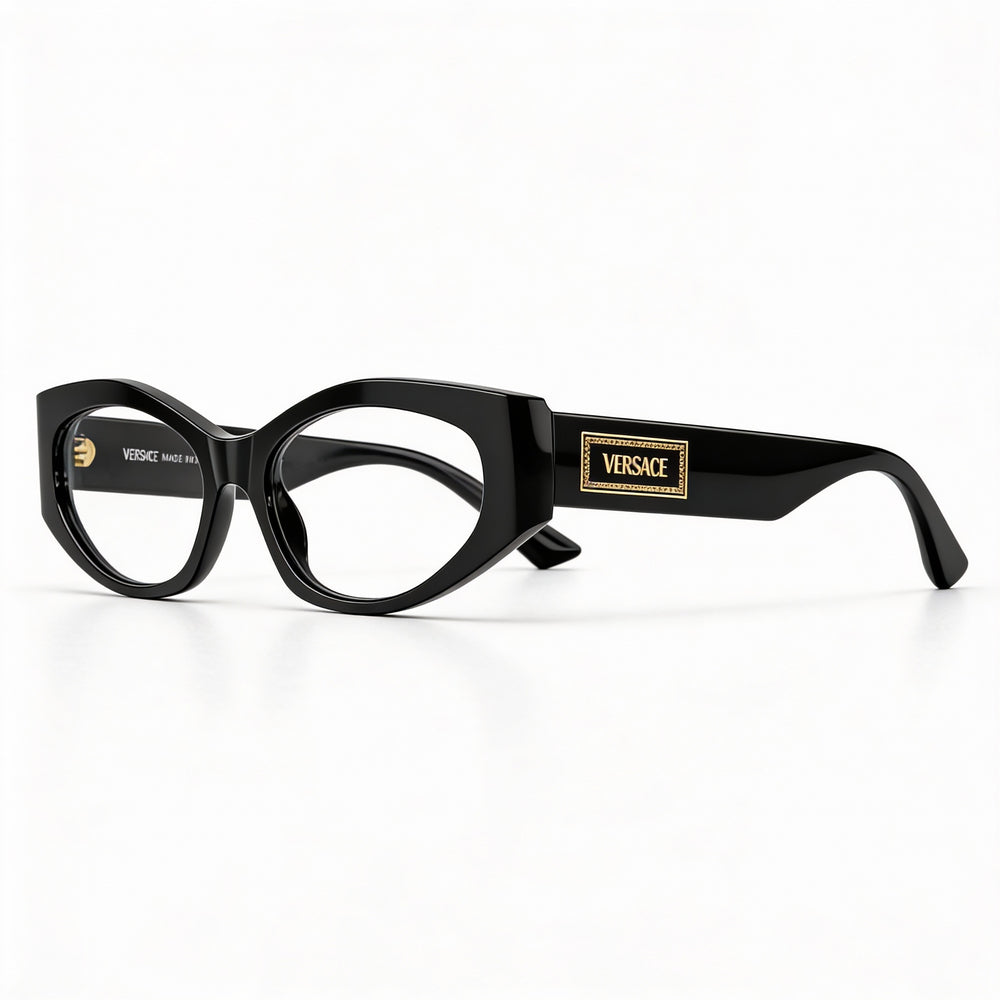 Versace Ve 3369 Women's Black Acetate Frame with Clear Polycarbonate Lenses, 53mm Lens Width