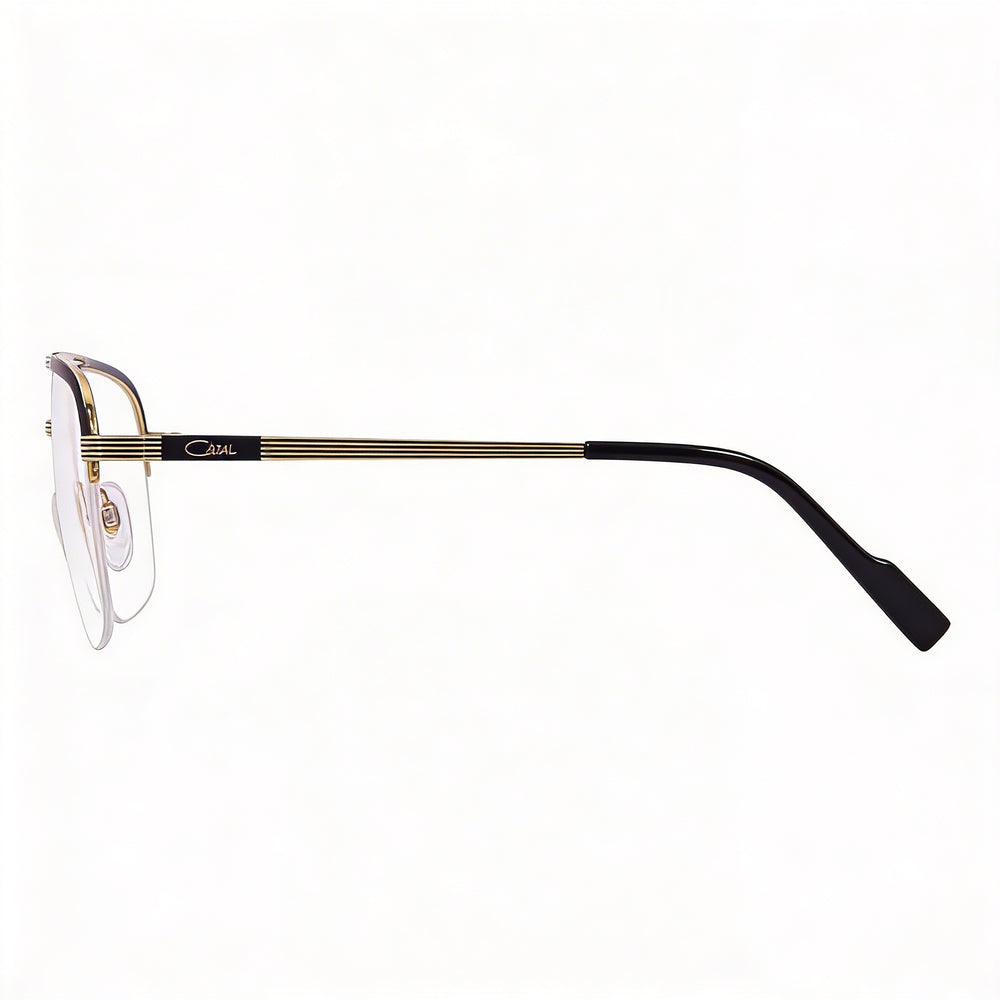 Gafas de vista Cazal 7095 para hombre con montura cuadrada de titanio negro dorado de 57 mm
