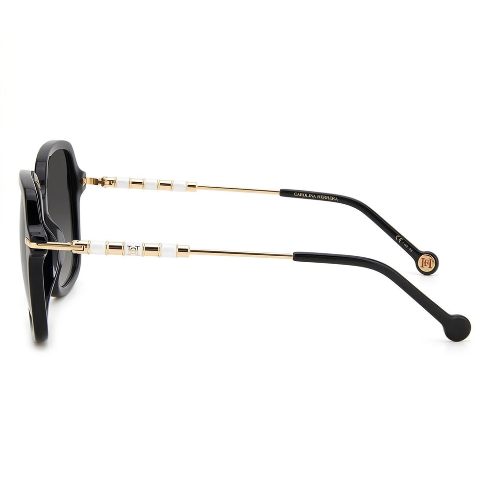Gafas de sol clásicas Carolina Herrera de mujer con protección UV en plástico negro y cristales grises oscuros de 55 mm
