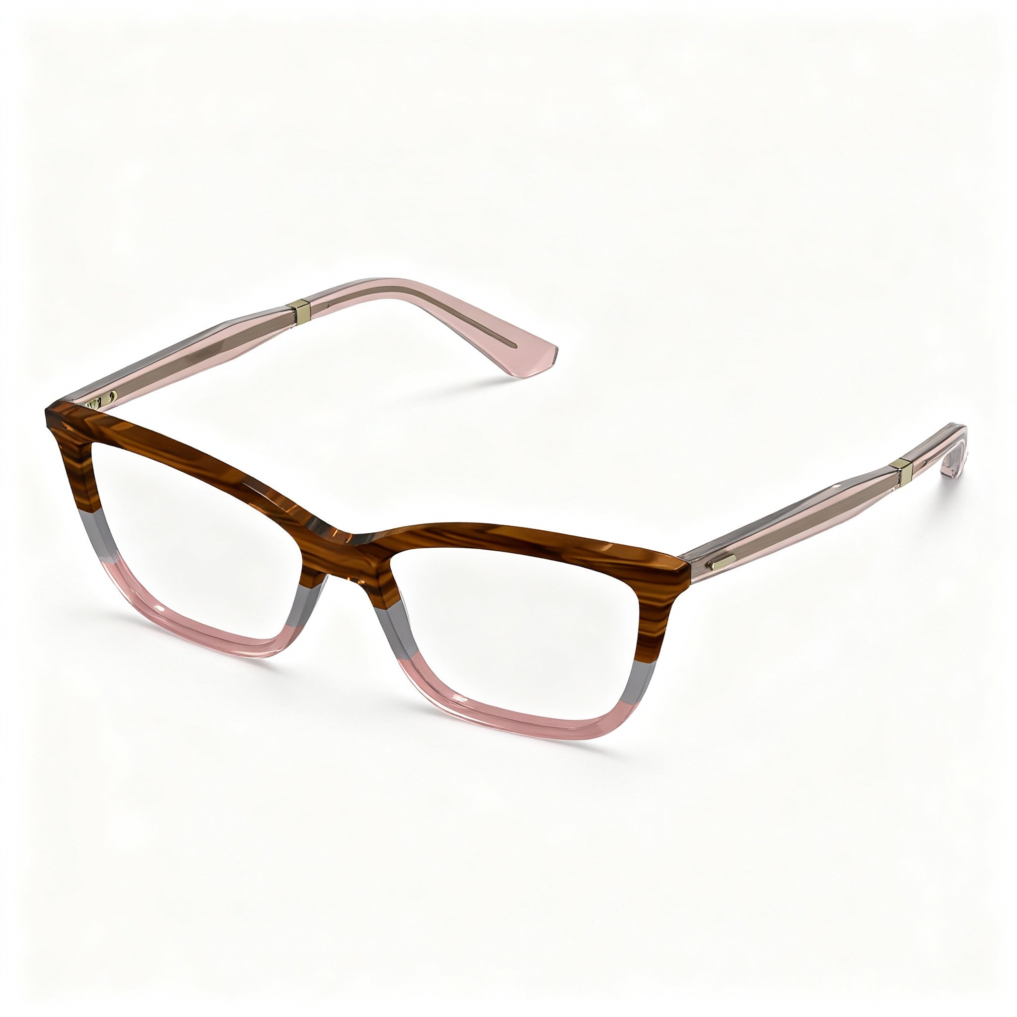 Calvin Klein Modern Women's Acetate Eyeglasses, Striped Brown/Grey/Rose Frame, Non-Polarised Lenses, 53mm, Photo 3