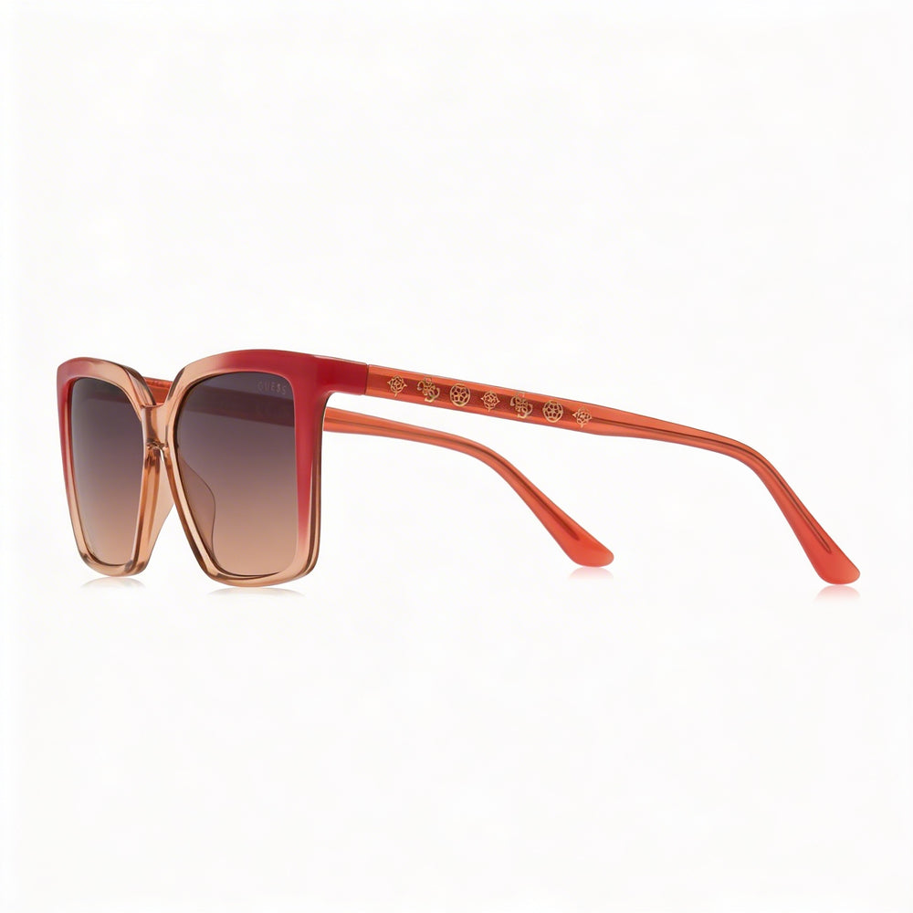 GUESS Classic Women's Square Sunglasses with Rose Injected Frame Material and Grey Lenses, Lens Width 55mm