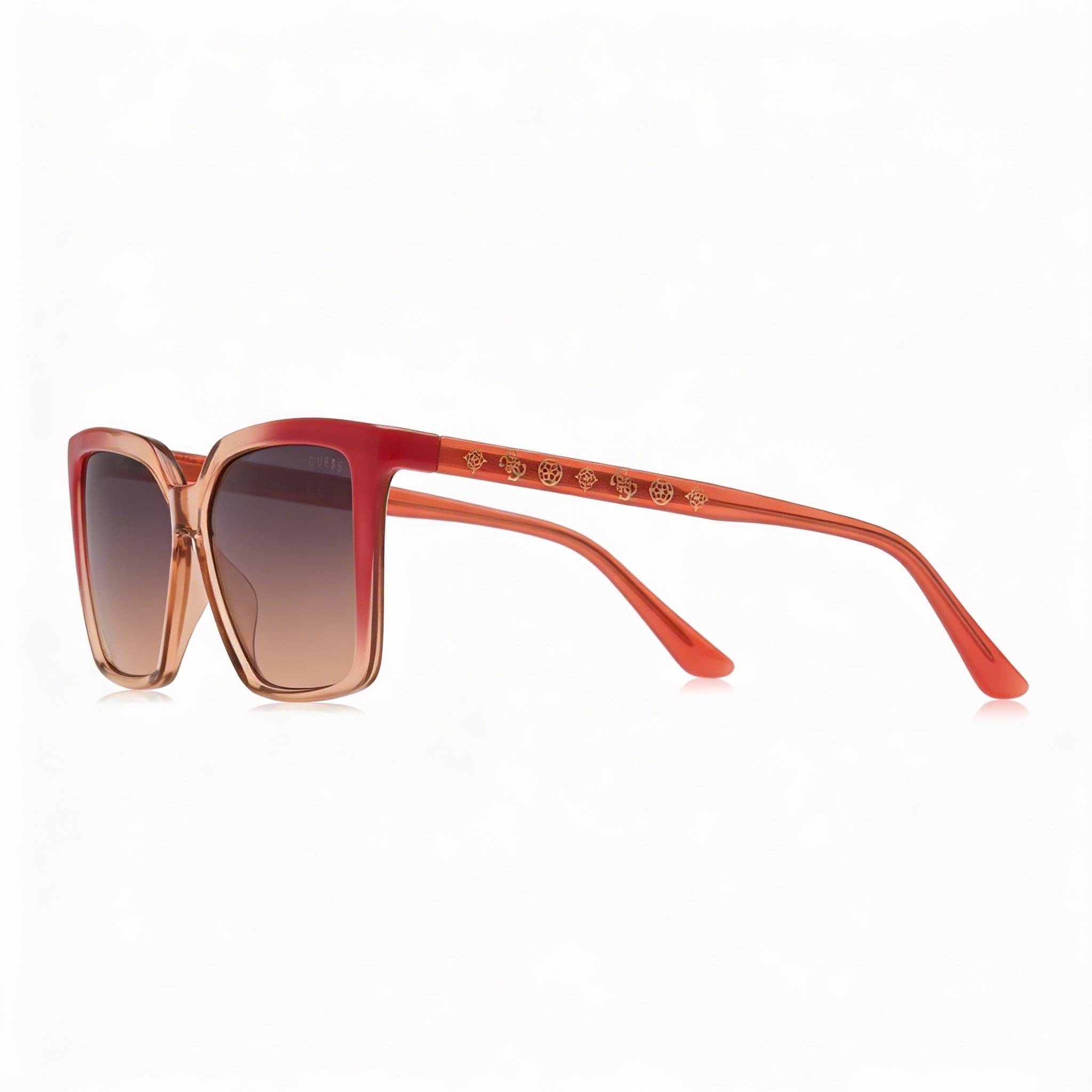 GUESS Classic Women's Square Sunglasses with Rose Injected Frame Material and Grey Lenses, Lens Width 55mm, Photo 2
