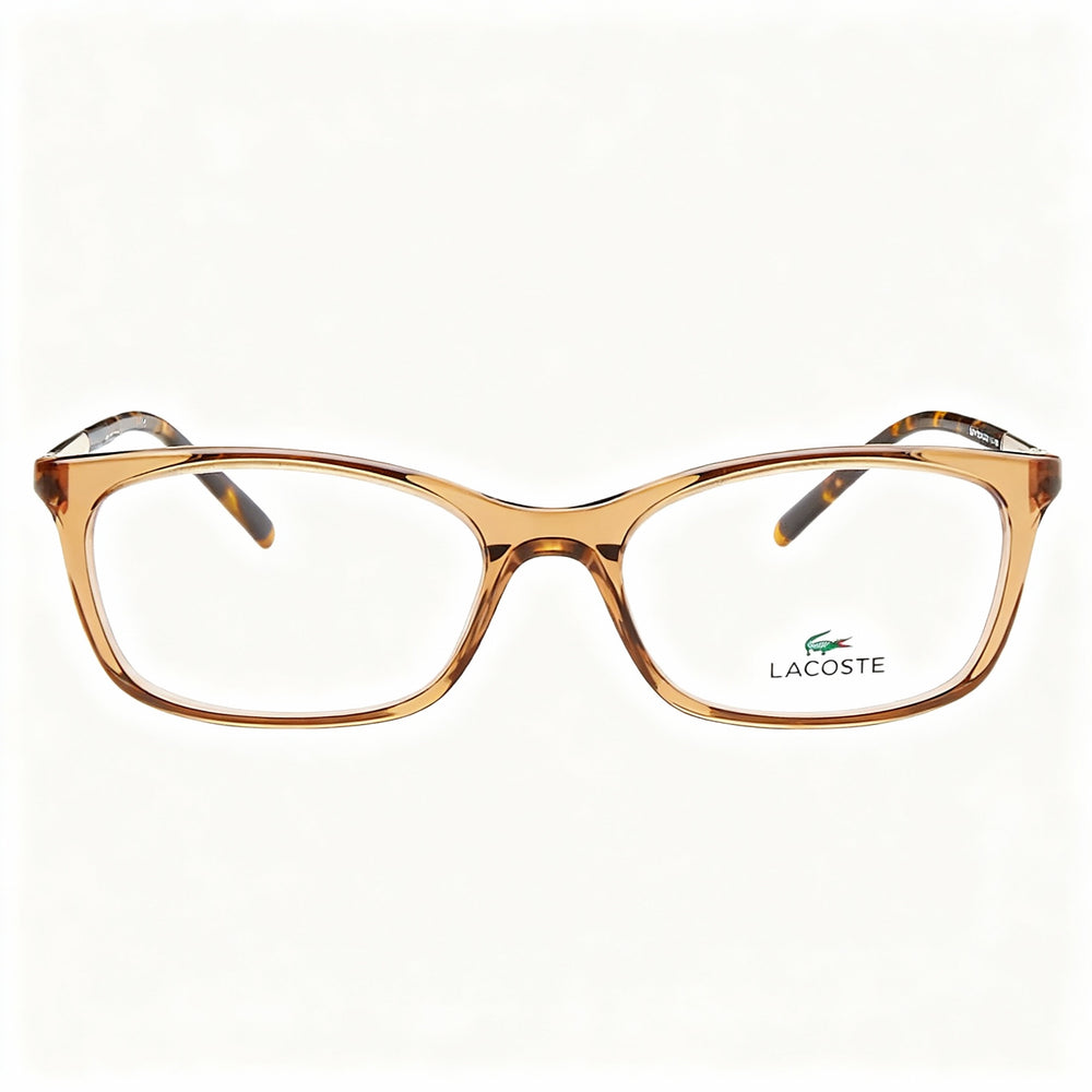 Lacoste L2900 Modern Style Women's Transparent Brown Plastic Frame Eyeglasses, Size 55mm
