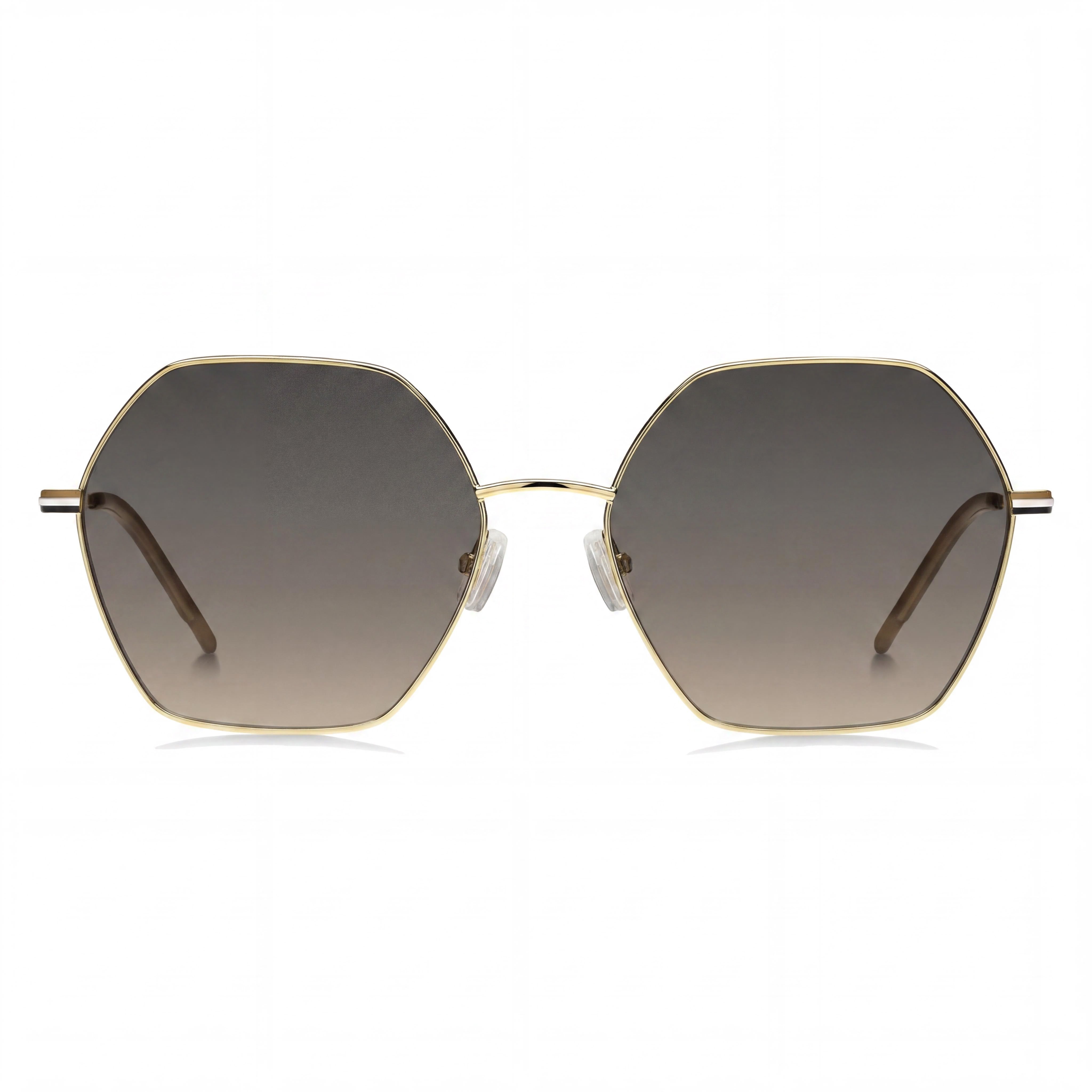 Hugo Boss Light & Minimal Women's Stainless Steel Gold Grey Frame, Grey Brown Doubleshade Lens, 57mm Sunglasses, Photo 2