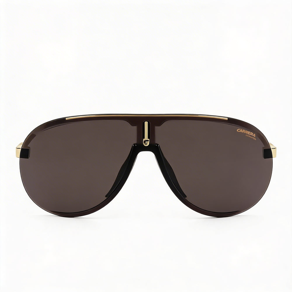 Carrera Sporty Classic Unisex Black Gold Light Brown Polycarbonate Grey Antireflex Non-Polarized Sunglasses 99-01-135