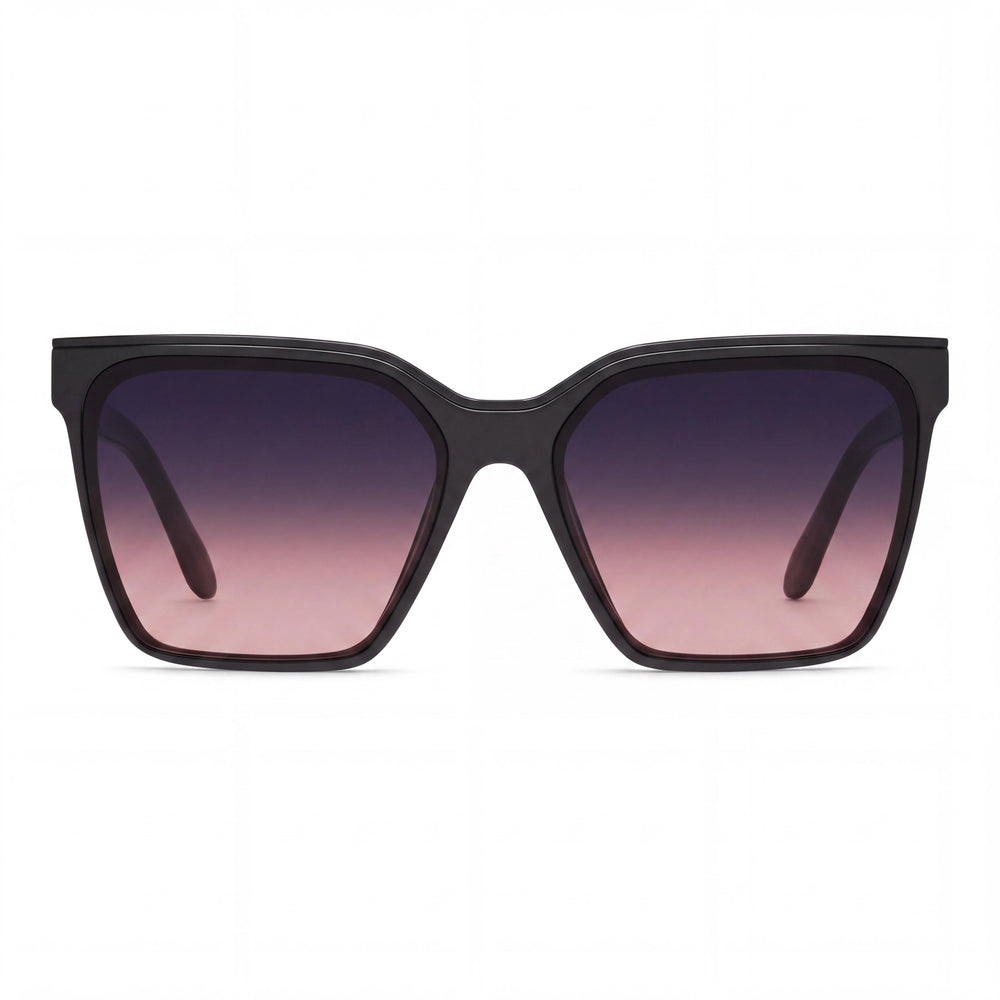 QUAY AUSTRALIA Square Women's Black Pink Plastic Frame UV Protection Sunglasses 60mm