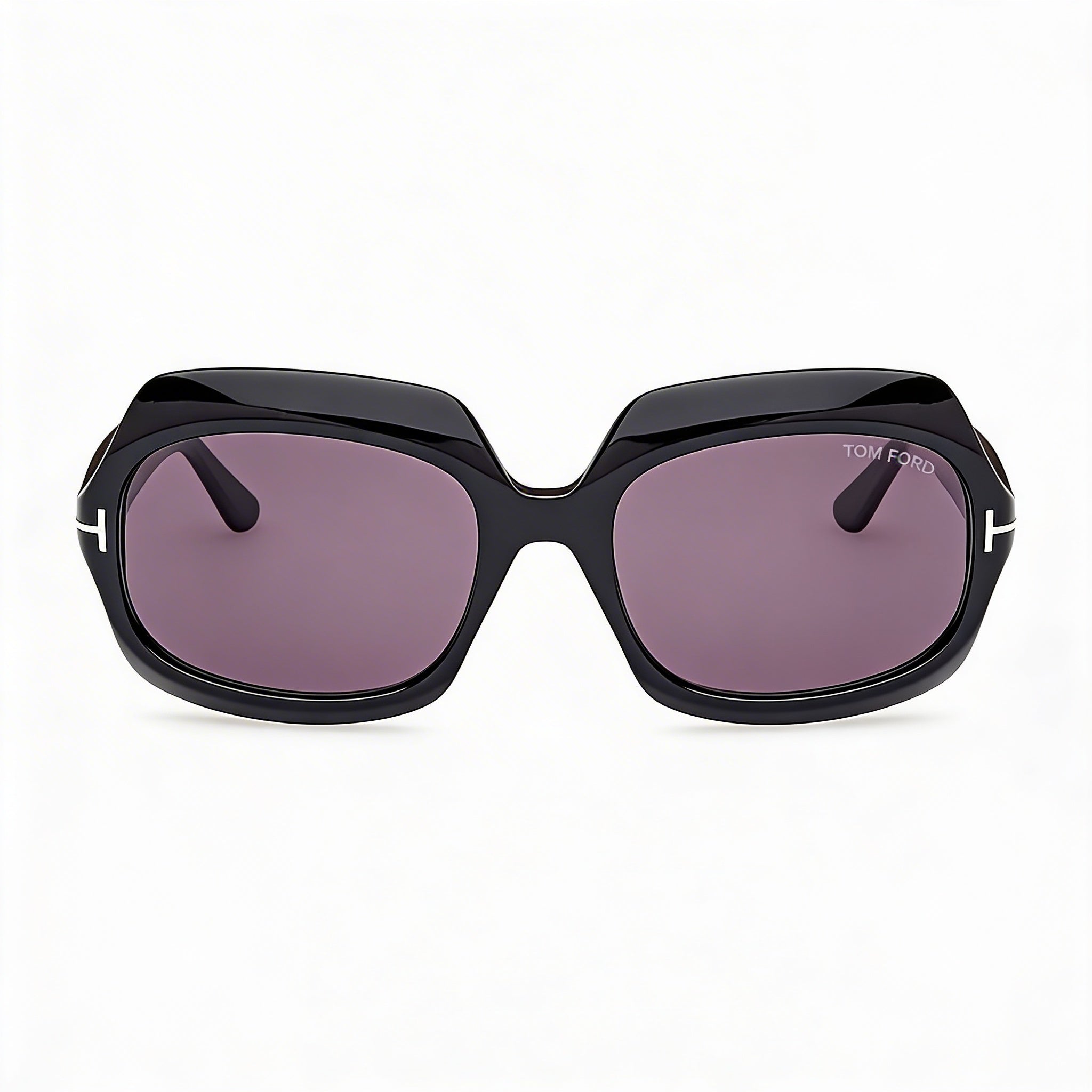 Tom Ford REN FT1155 Unisex Shiny Black Acetate Black Smoke Purple Non-Polarized UV Protection Sunglasses 60mm, Photo 1