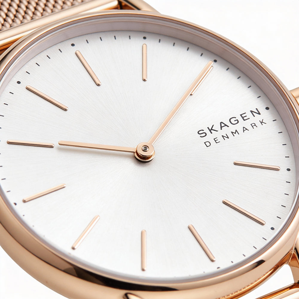 SKAGEN DENMARK Women's Signatur SKW2694 Rose Gold-Tone White Dial 30MM Stainless Steel Mesh Watch