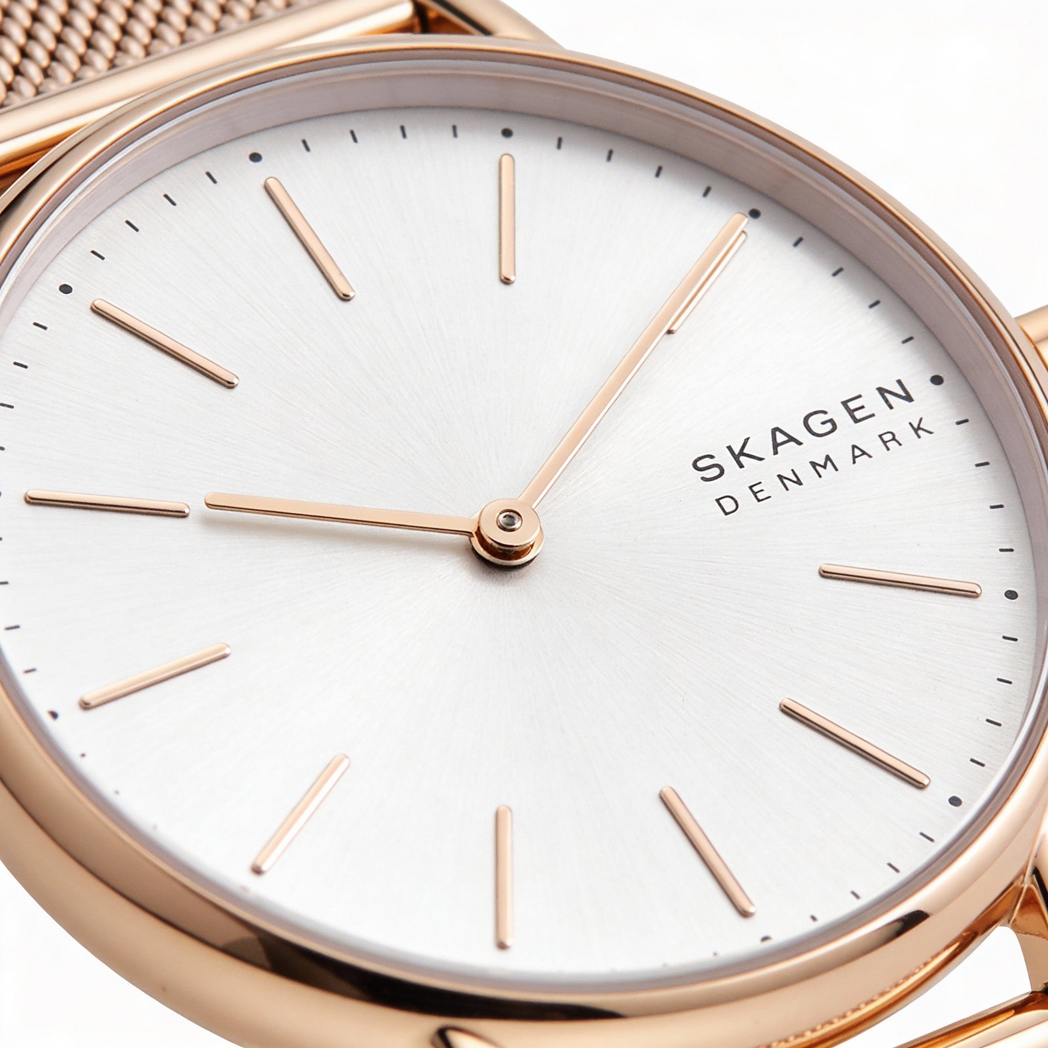 SKAGEN DENMARK Reloj para mujer Signatur SKW2694 con esfera blanca en tono oro rosa y malla de acero inoxidable de 30 mm, Photo 2