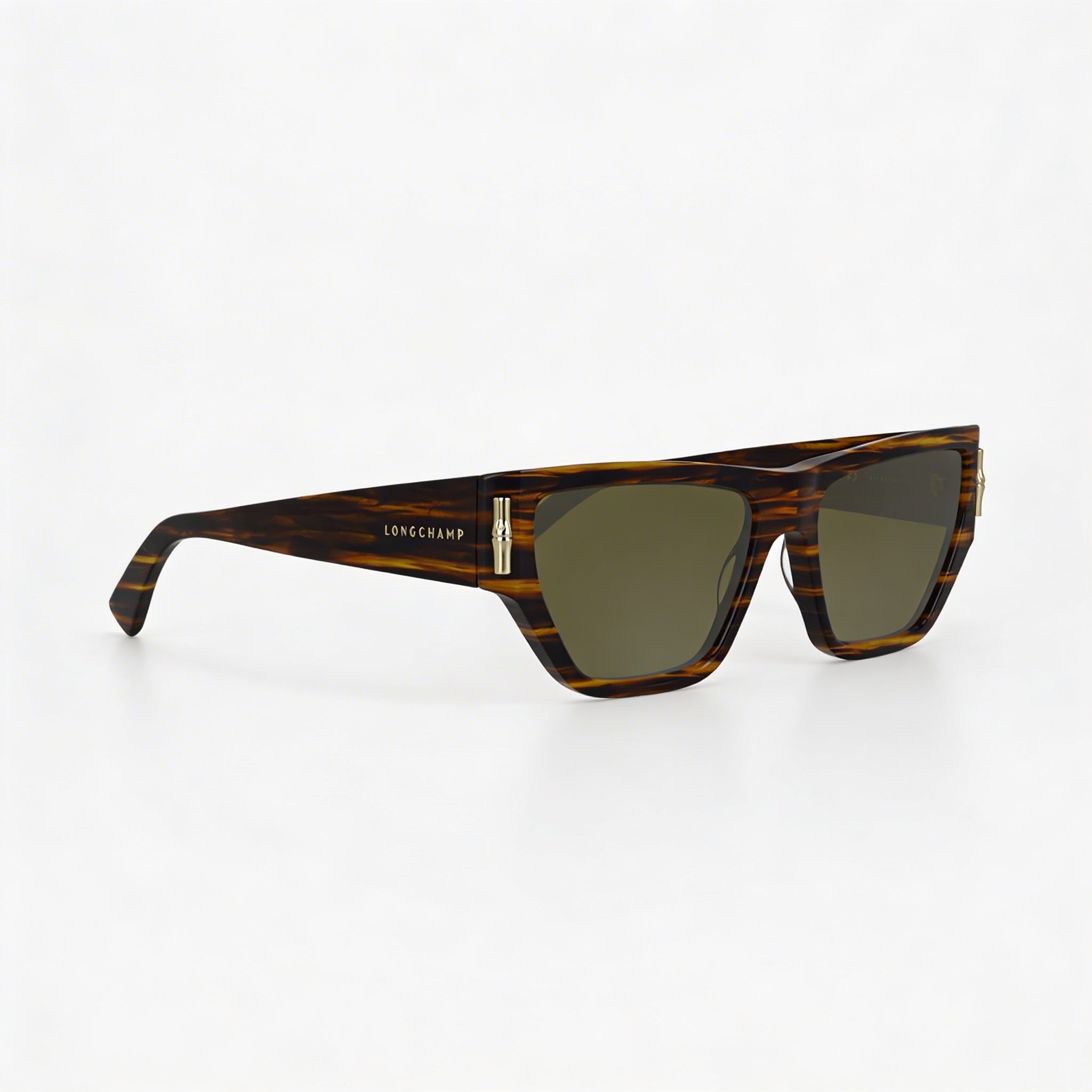 Longchamp Modern LO774S Men's Sunglasses with Striped Brown Modified Rectangle Frame 54-17-140mm, Photo 3
