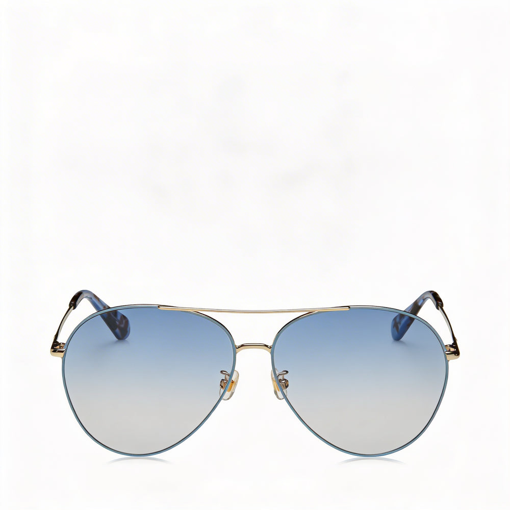 Kate Spade New York Carolane/F/S Women's Metal Blue Gold Blue Lens Pilot Asian Fit UV Protection Sunglasses 61mm