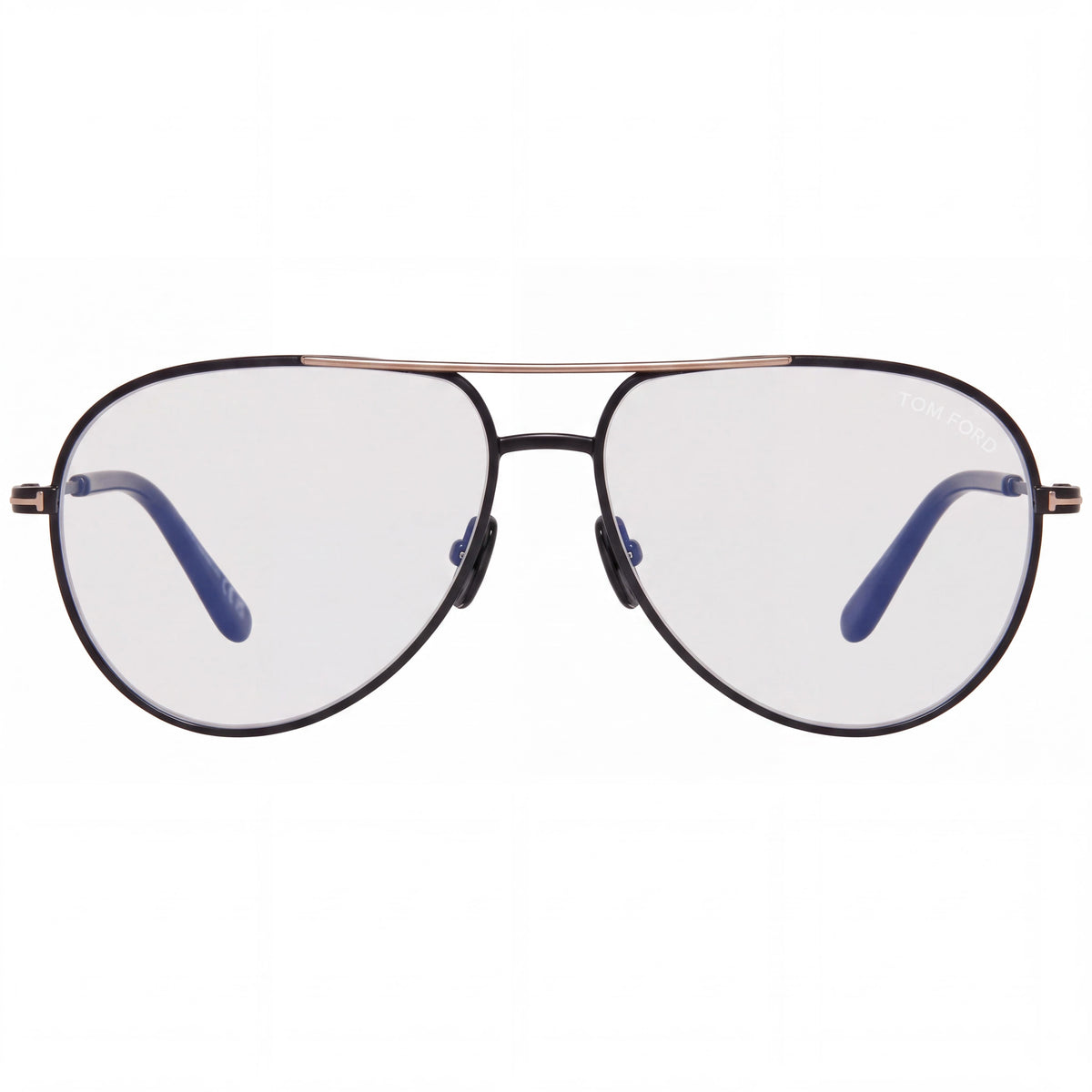 Tom Ford FT5829-B Modern Men's Shiny Black Metal Blue Block Clear Polycarbonate Eyeglasses 57-14-145mm, Photo 2