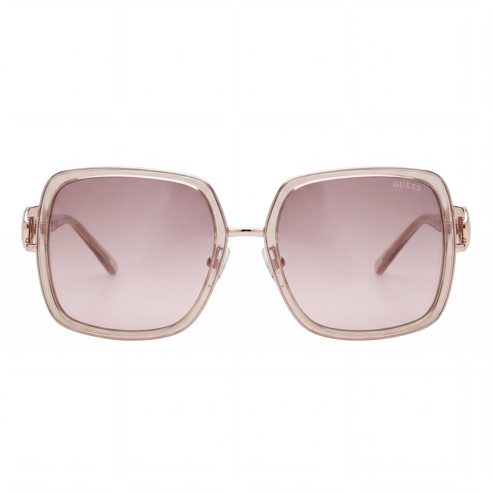 GUESS Gu00180 Women's Aviator Injected Frame Sunglasses Glossy Beige Bordeaux UV Protection 56mm