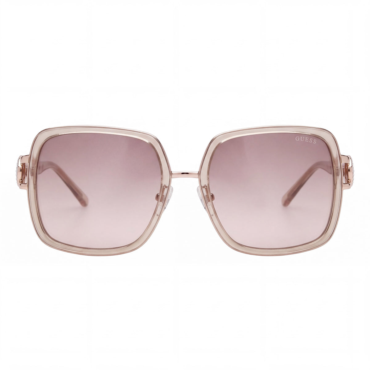 GUESS Gu00180 Women's Aviator Injected Frame Sunglasses Glossy Beige Bordeaux UV Protection 56mm, Photo 2