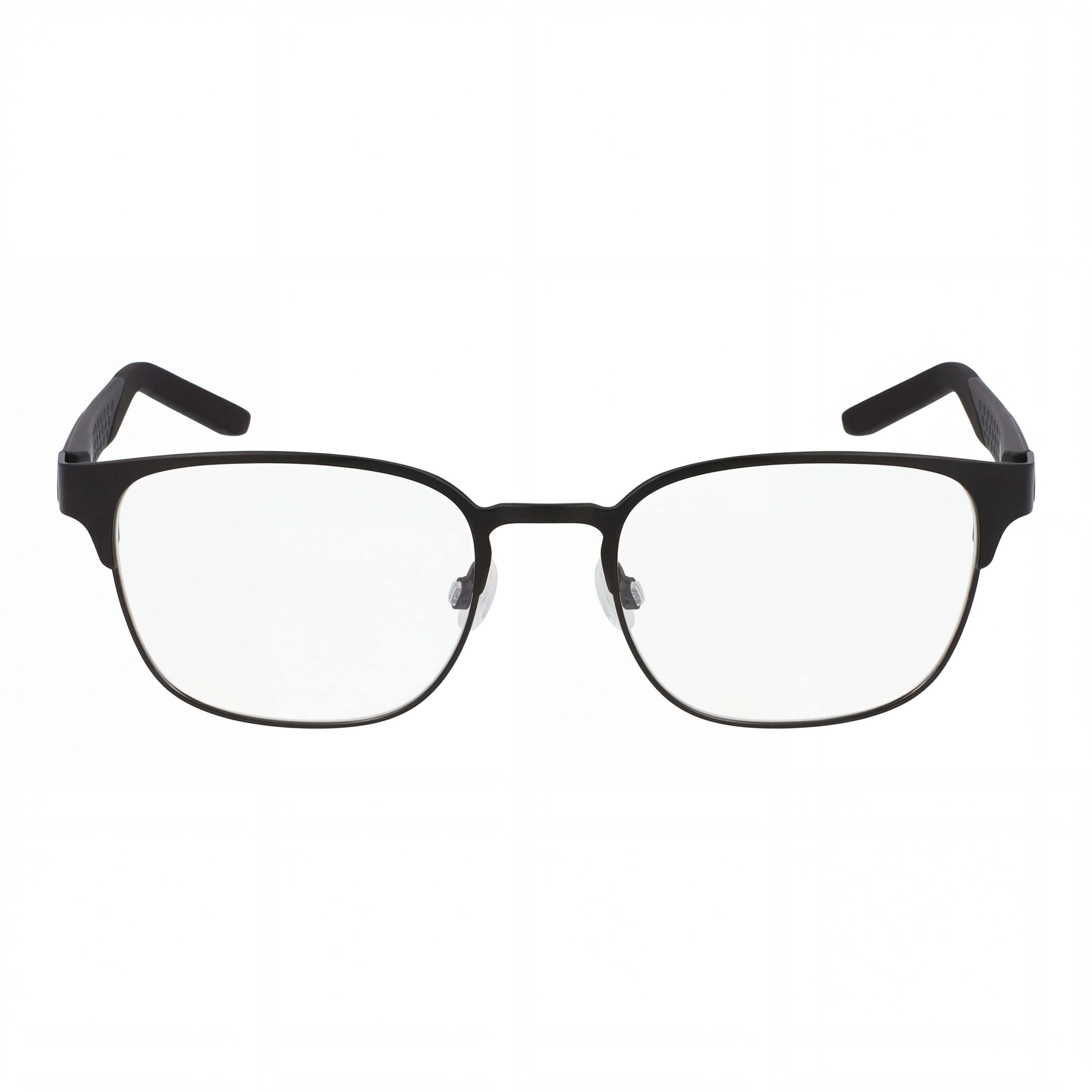 Gafas unisex Nike 8156 Classic Logo cuadradas de metal con lentes de policarbonato (52-19-140 mm) en negro satinado, Photo 2