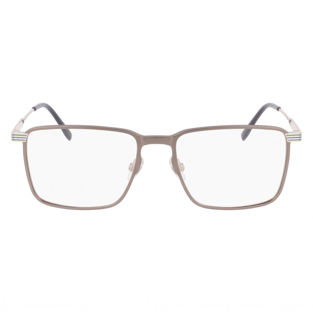 Lacoste Casual Men's Semi-matte Dark Ruthenium Frame Transparent Plastic Lenses Eyeglasses 54-18-145