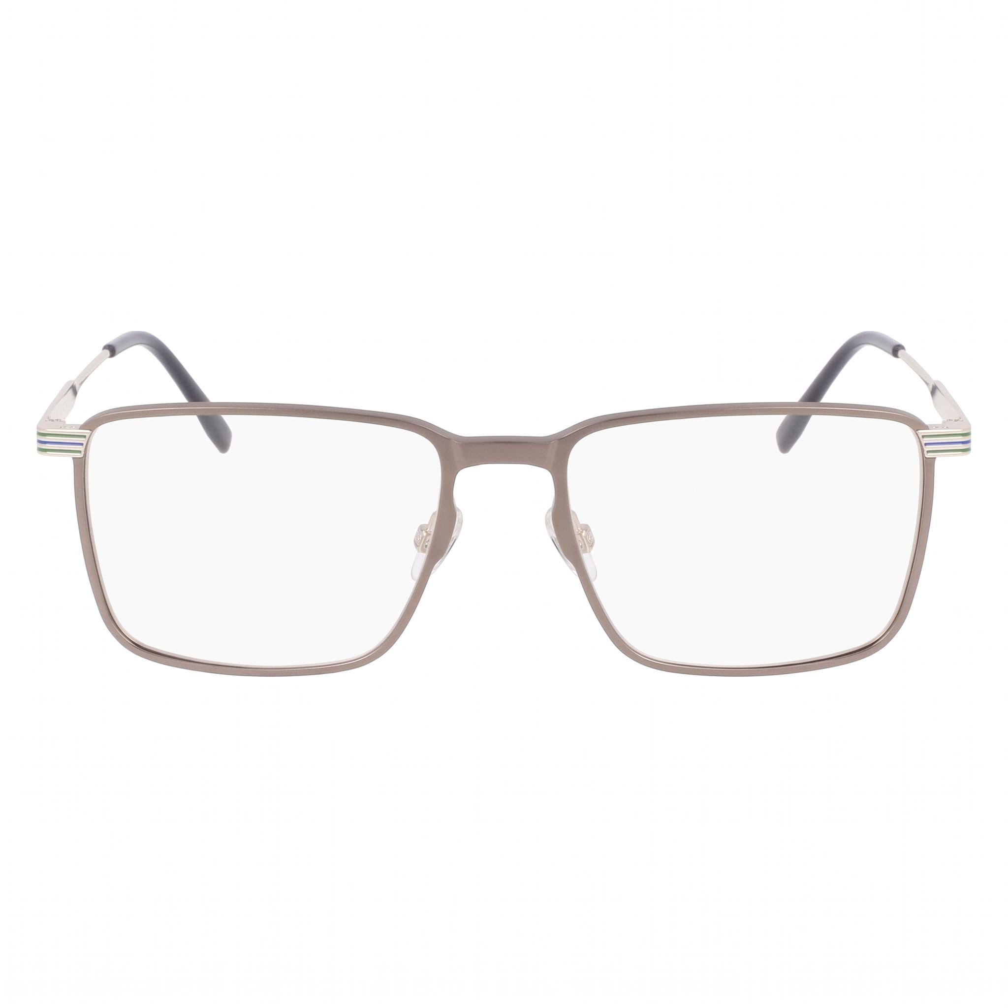 Lacoste Gafas Casual para Hombre, Montura semimate de rutenio oscuro, Lentes de plástico transparente 54-18-145, Photo 2