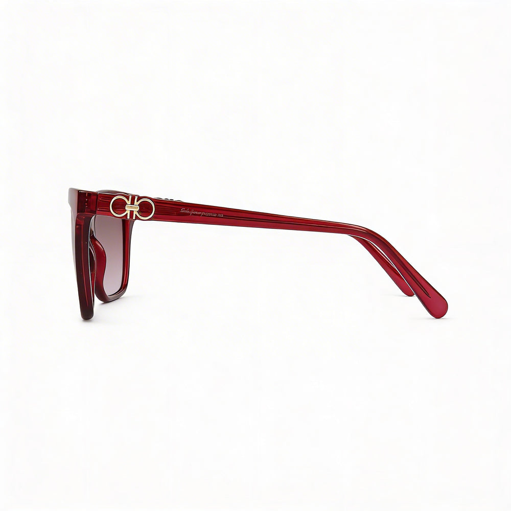 Gafas de sol rectangulares Ferragamo para mujer SF1027S de plástico y cristal burdeos degradado con protección UV del 100 %, 55 mm
