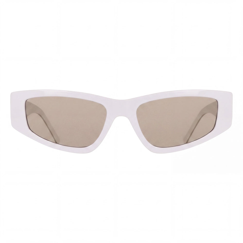 DKNY Women's Classic White Acetate Smoke Silver Flash Sunglasses 100% UV Protection 55-17-140